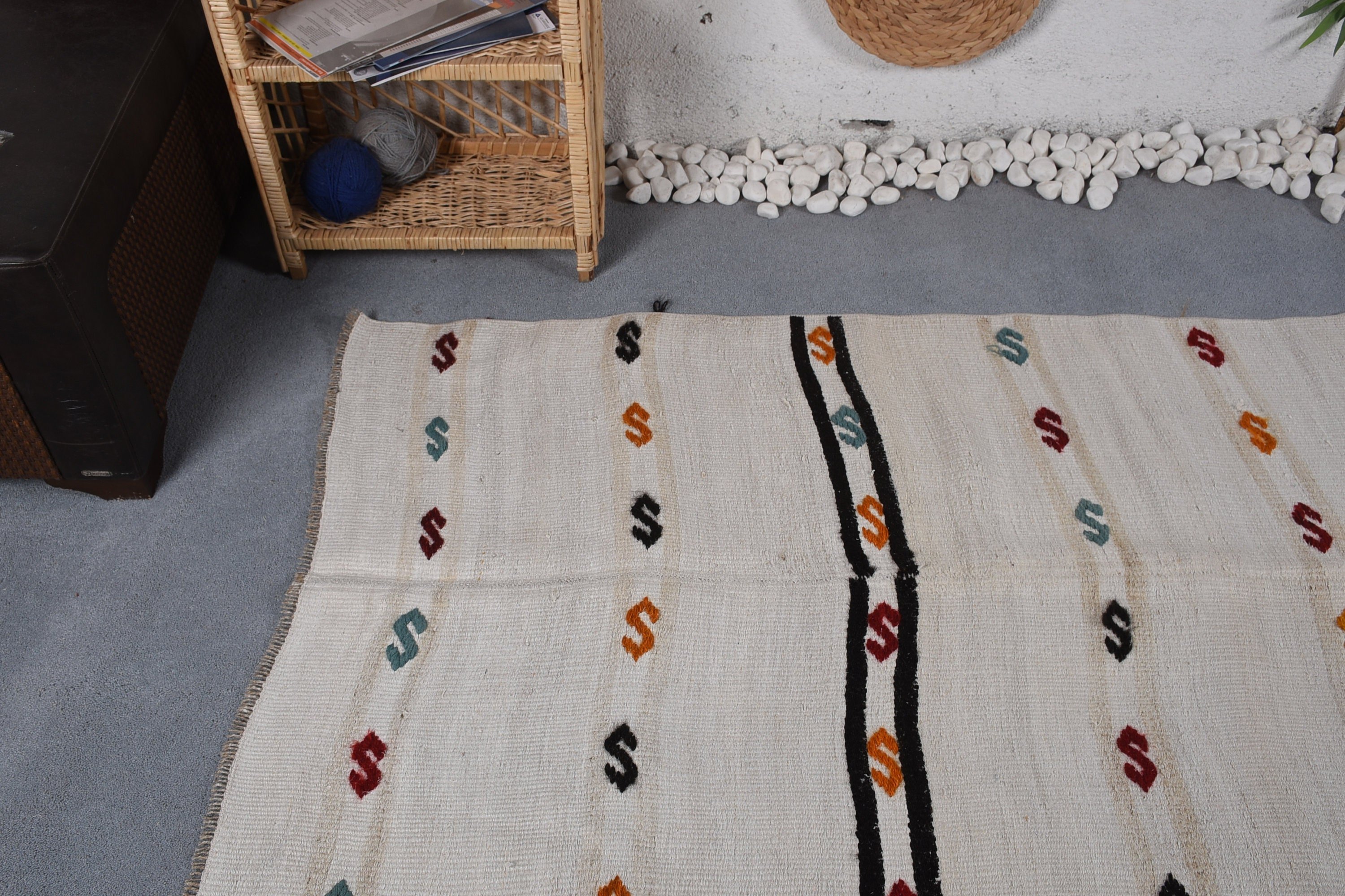 Kitchen Rugs, Colorful Rugs, Oriental Rugs, Entry Rug, Turkish Rugs, Rugs for Entry, Muted Rug, 3.3x5.1 ft Accent Rug, Vintage Rugs
