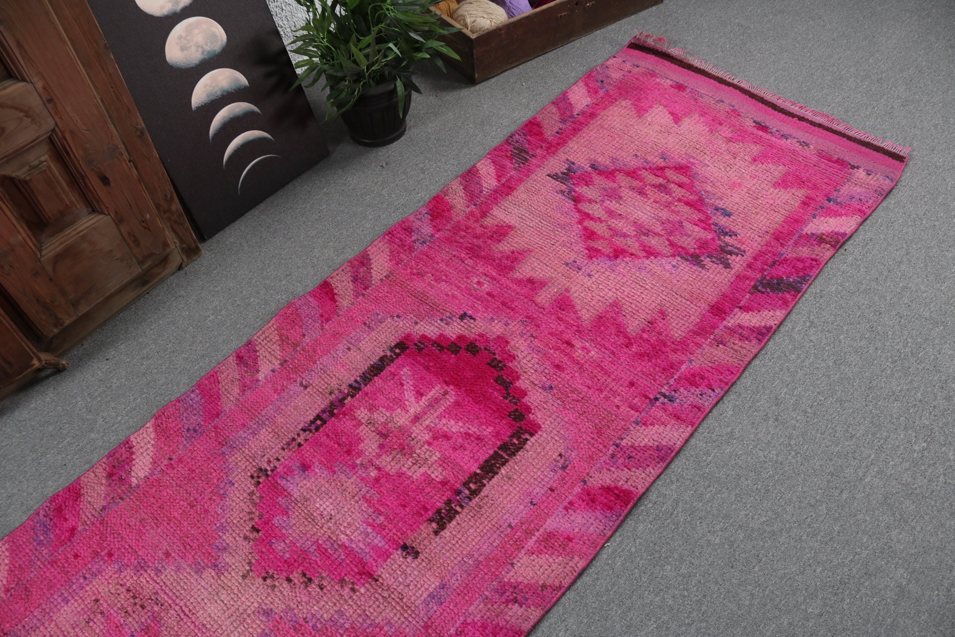 Turkish Rugs, Rugs for Stair, Hallway Rug, Office Rugs, Pink Luxury Rug, 2.8x10.8 ft Runner Rugs, Kitchen Rug, Anatolian Rug, Vintage Rug