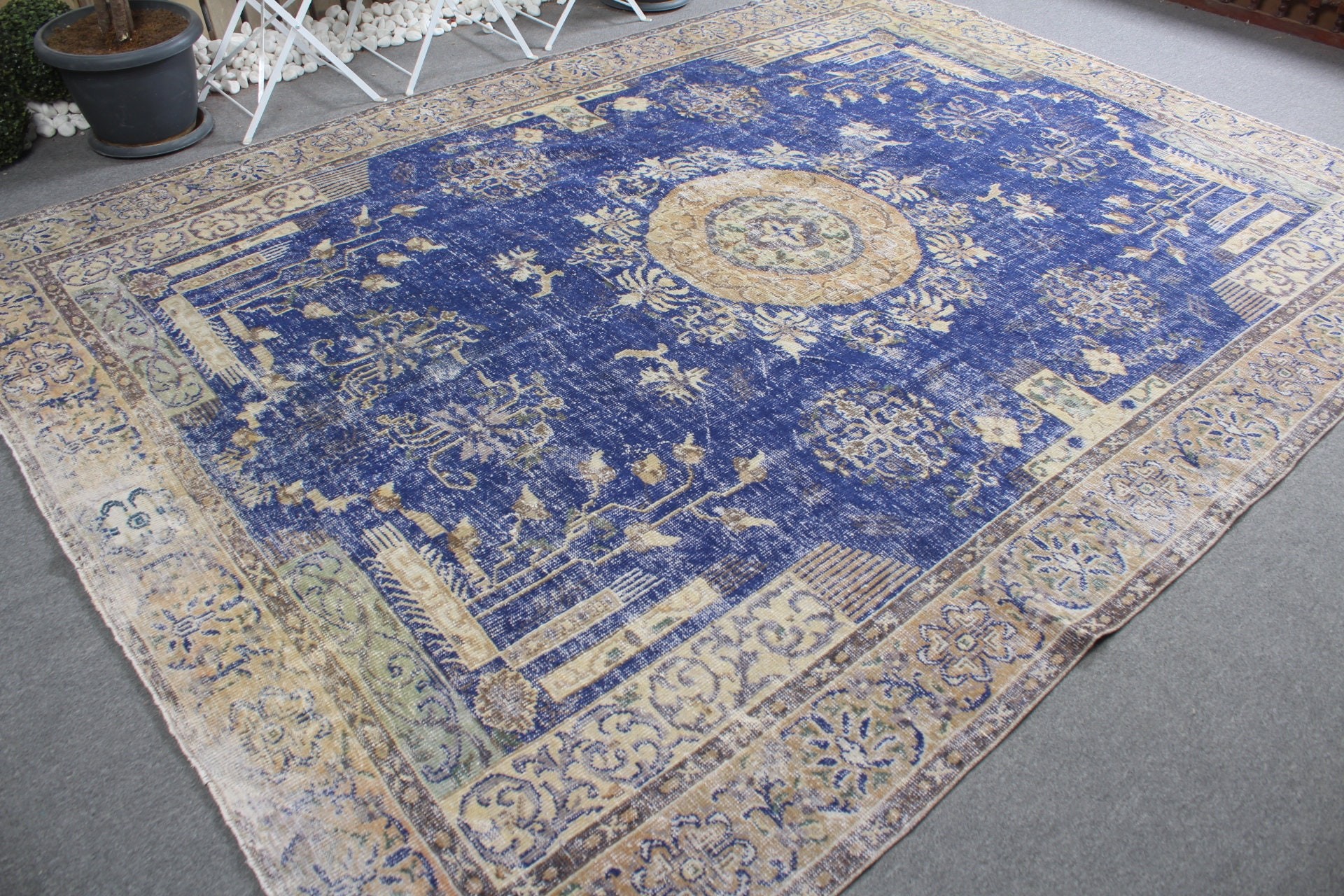 Blue Moroccan Rug, Salon Rug, Oriental Rug, Aztec Rug, Turkish Rug, 8.1x10.9 ft Oversize Rugs, Living Room Rugs, Vintage Rugs, Antique Rug