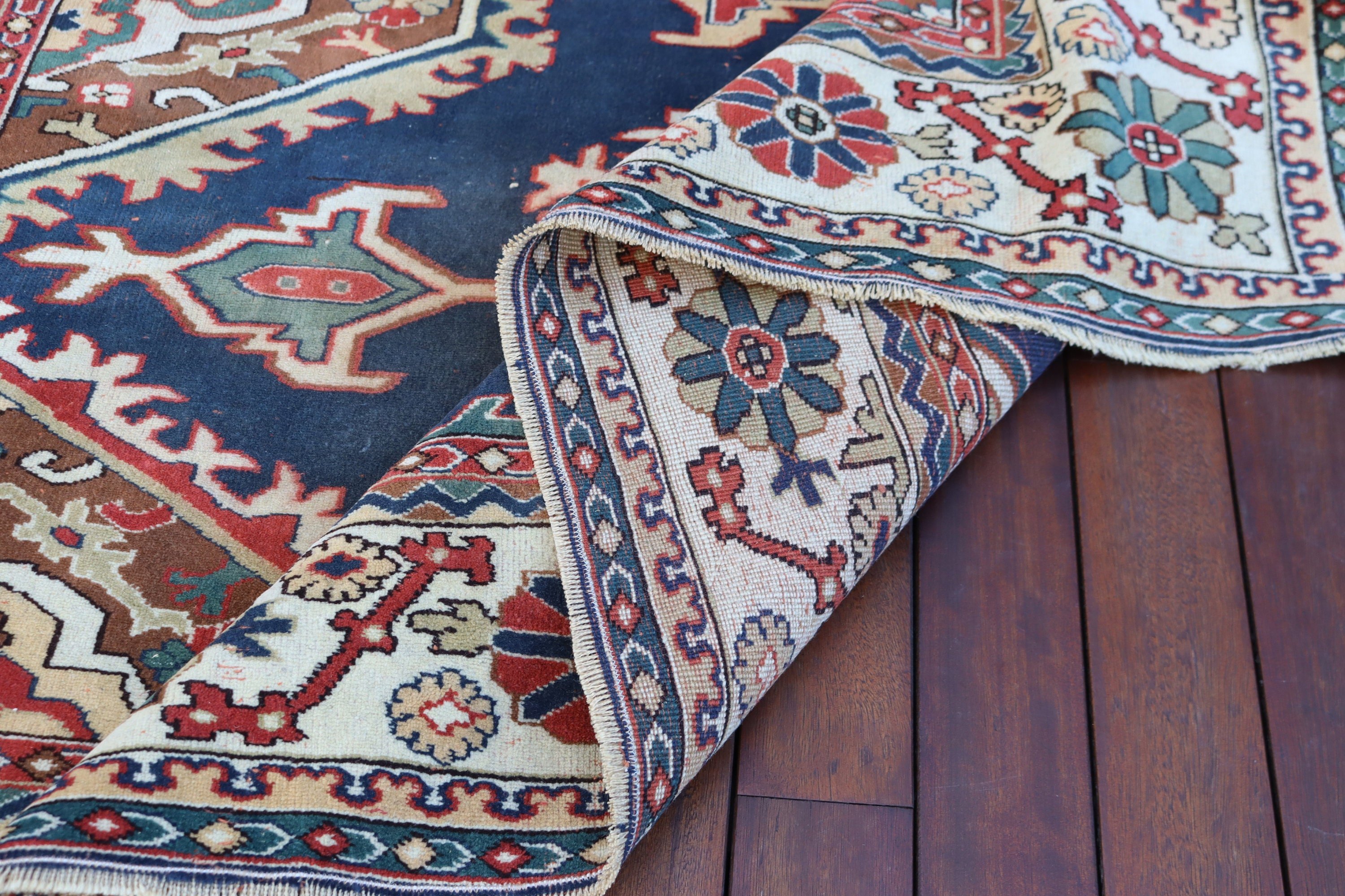 Havalı Halılar, Boho Halılar, Vintage Halı, Yemek Odası Halısı, Türk Halıları, Oturma Odası Halısı, 6,5x9 ft Büyük Halı, Mavi Anadolu Halıları, Anadolu Halıları