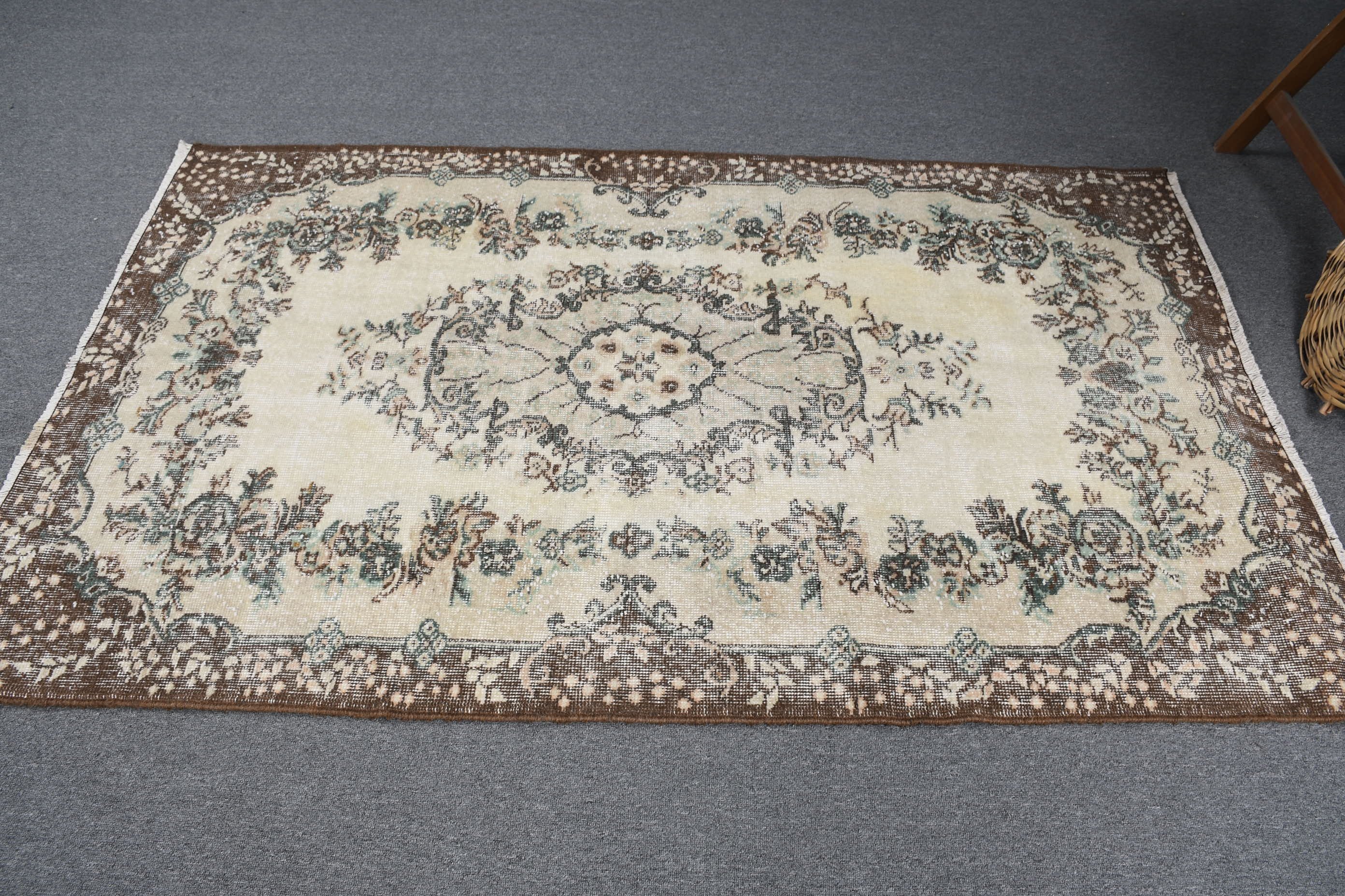 Beige Cool Rug, Turkish Rug, Cool Rugs, 3.9x6.3 ft Area Rug, Living Room Rug, Moroccan Rug, Rugs for Floor, Floor Rugs, Vintage Rugs