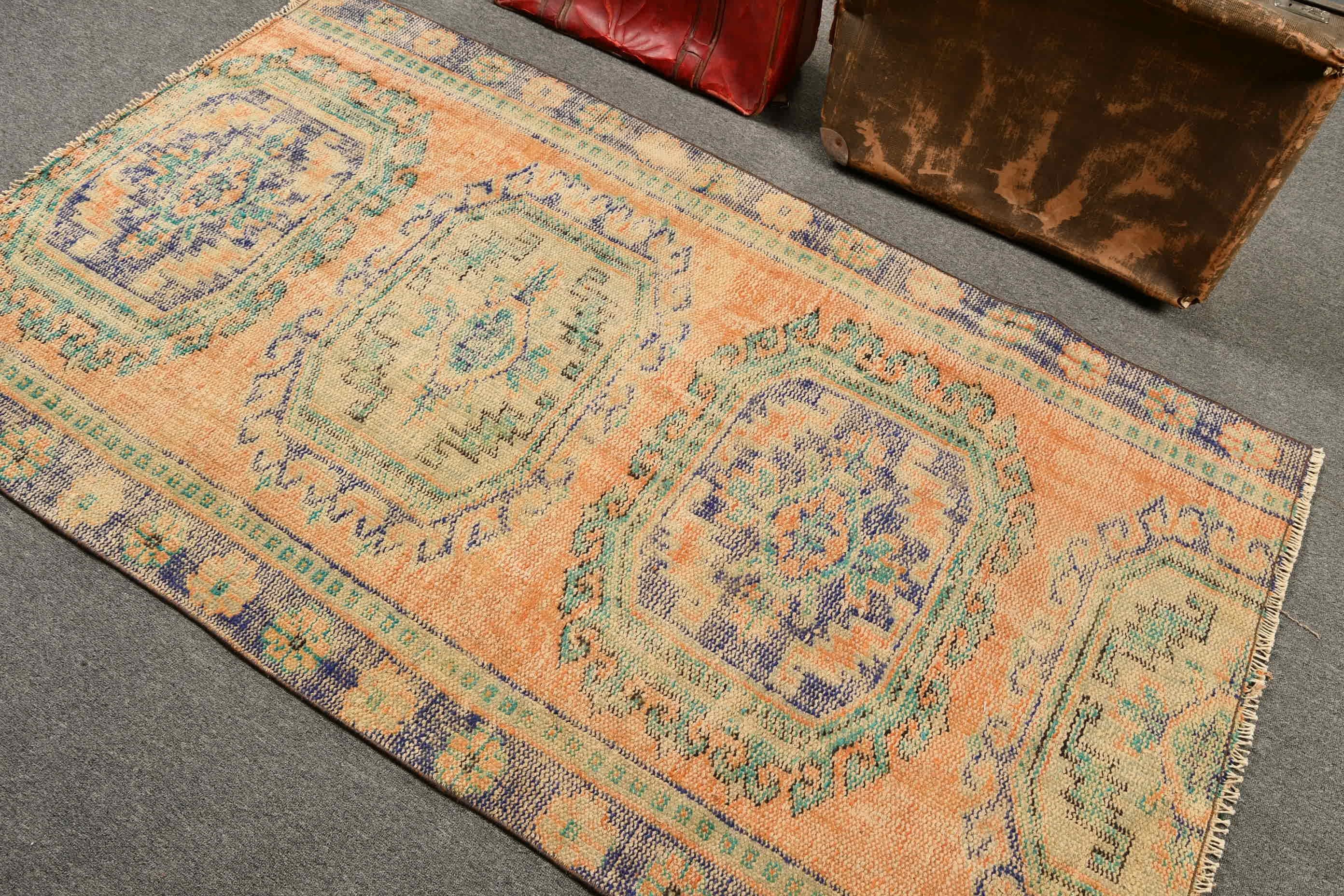 3.8x6.6 ft Area Rugs, Indoor Rug, Vintage Rug, Home Decor Rug, Turkish Rug, Old Rug, Orange Bedroom Rugs, Rugs for Bedroom