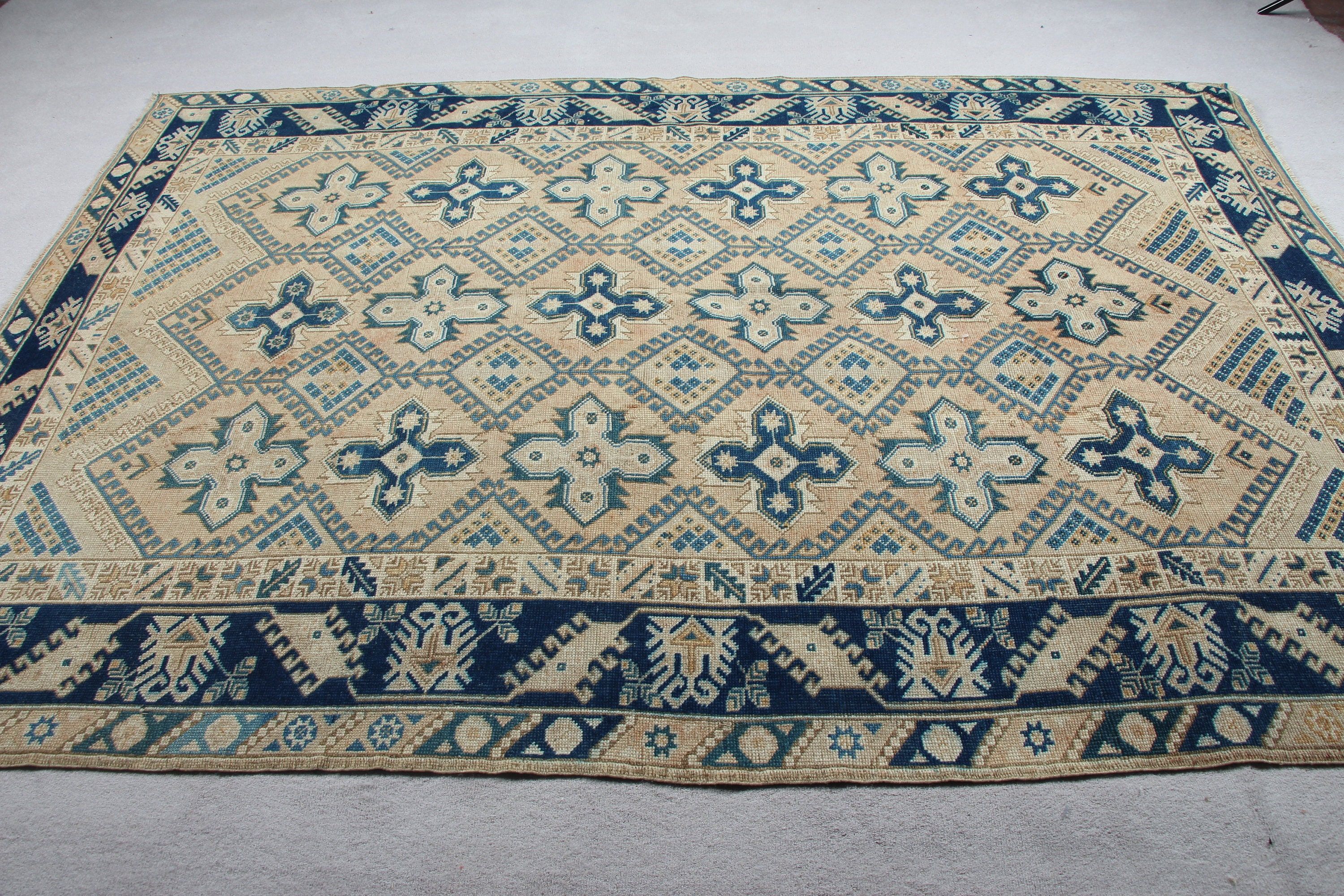 Oturma Odası Halıları, Mutfak Halıları, Eski Halı, Turuncu Antika Halı, Türk Halıları, Yatak Odası Halısı, Oushak Halısı, 6,4x9,1 ft Büyük Halılar, Vintage Halı