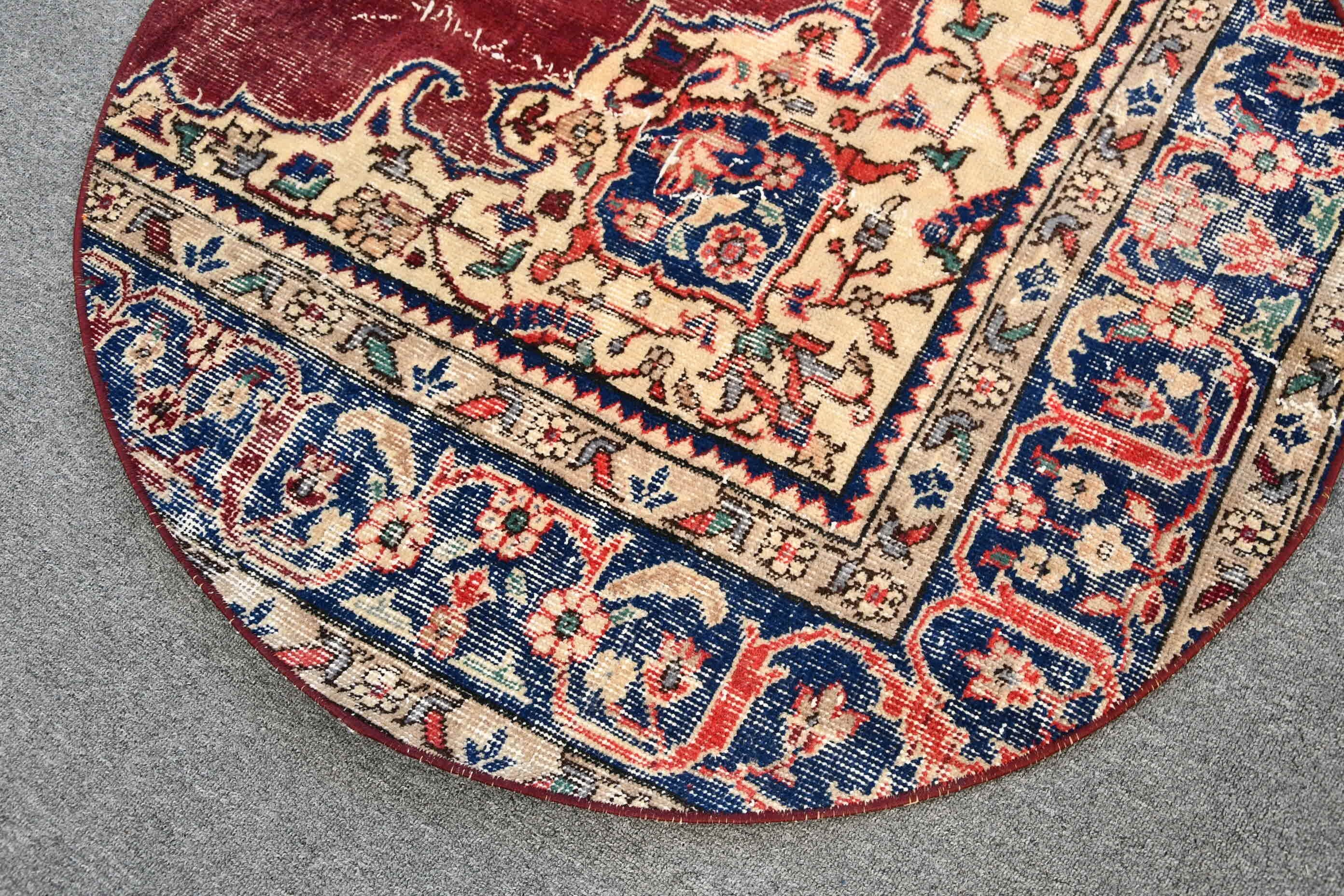 Vintage Rug, Turkish Rug, Rugs for Door Mat, Bath Rug, Door Mat Rug, Moroccan Rug, Red Oriental Rugs, Cool Rug, 3.1x3.1 ft Small Rug