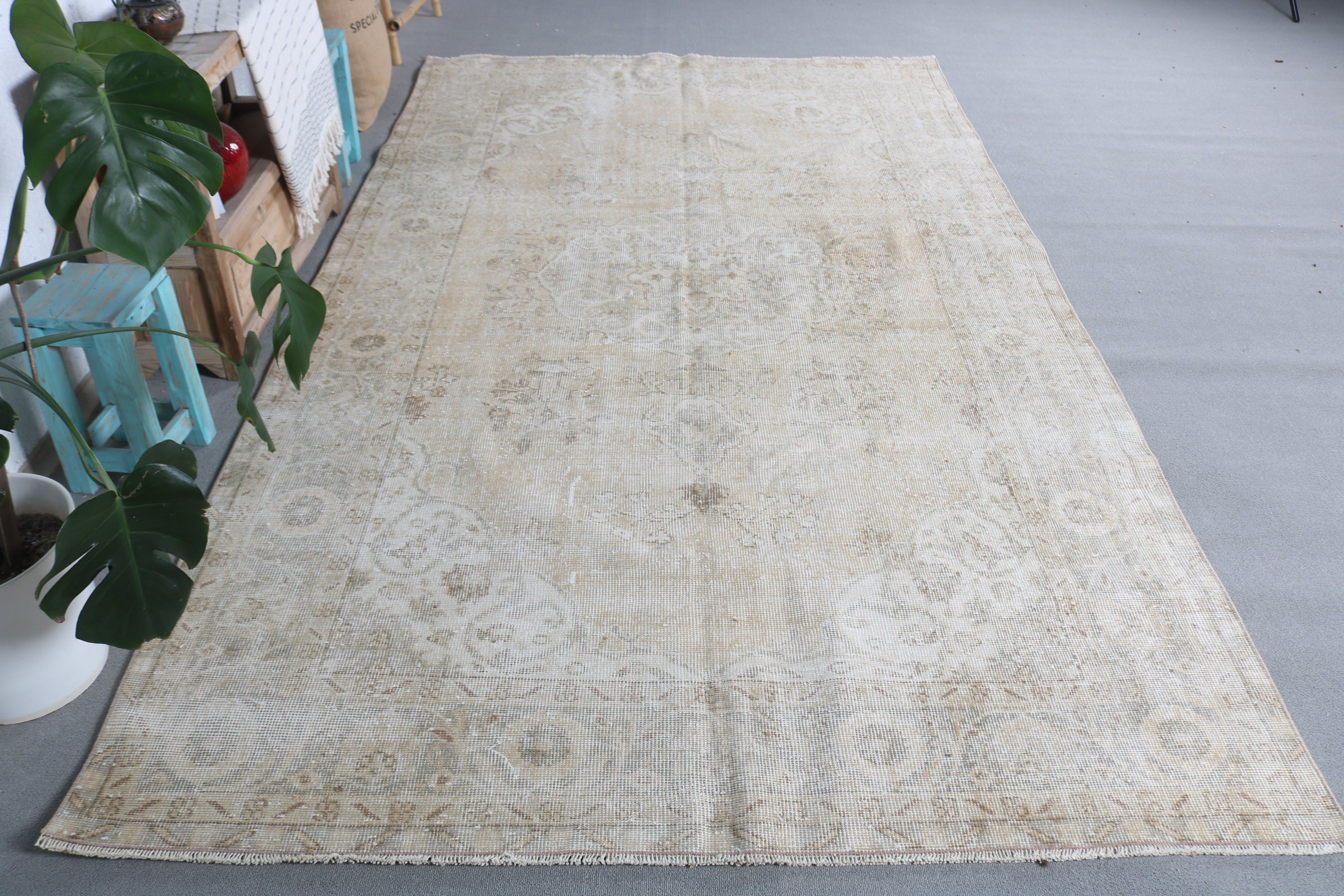 Living Room Rug, Bedroom Rugs, Floor Rug, Vintage Rugs, Art Rug, Beige Kitchen Rug, 5.7x10 ft Large Rugs, Turkish Rug, Rugs for Dining Room