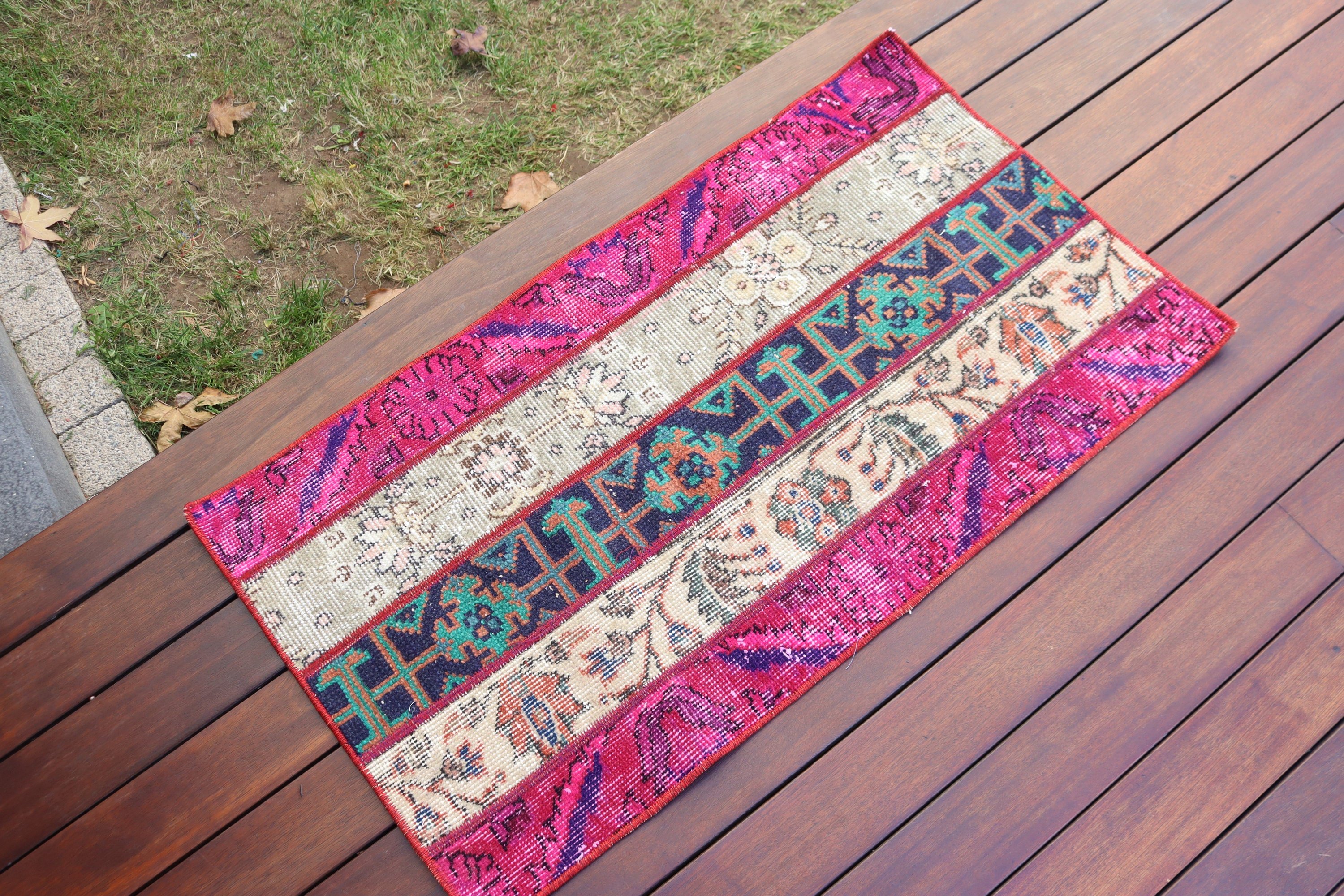 Pembe 1.7x3.1 ft Küçük Halı, Küçük Vintage Halılar, Ev Dekorasyonu Halısı, Küçük Boho Halısı, Vintage Halılar, Boho Halısı, Türk Halıları