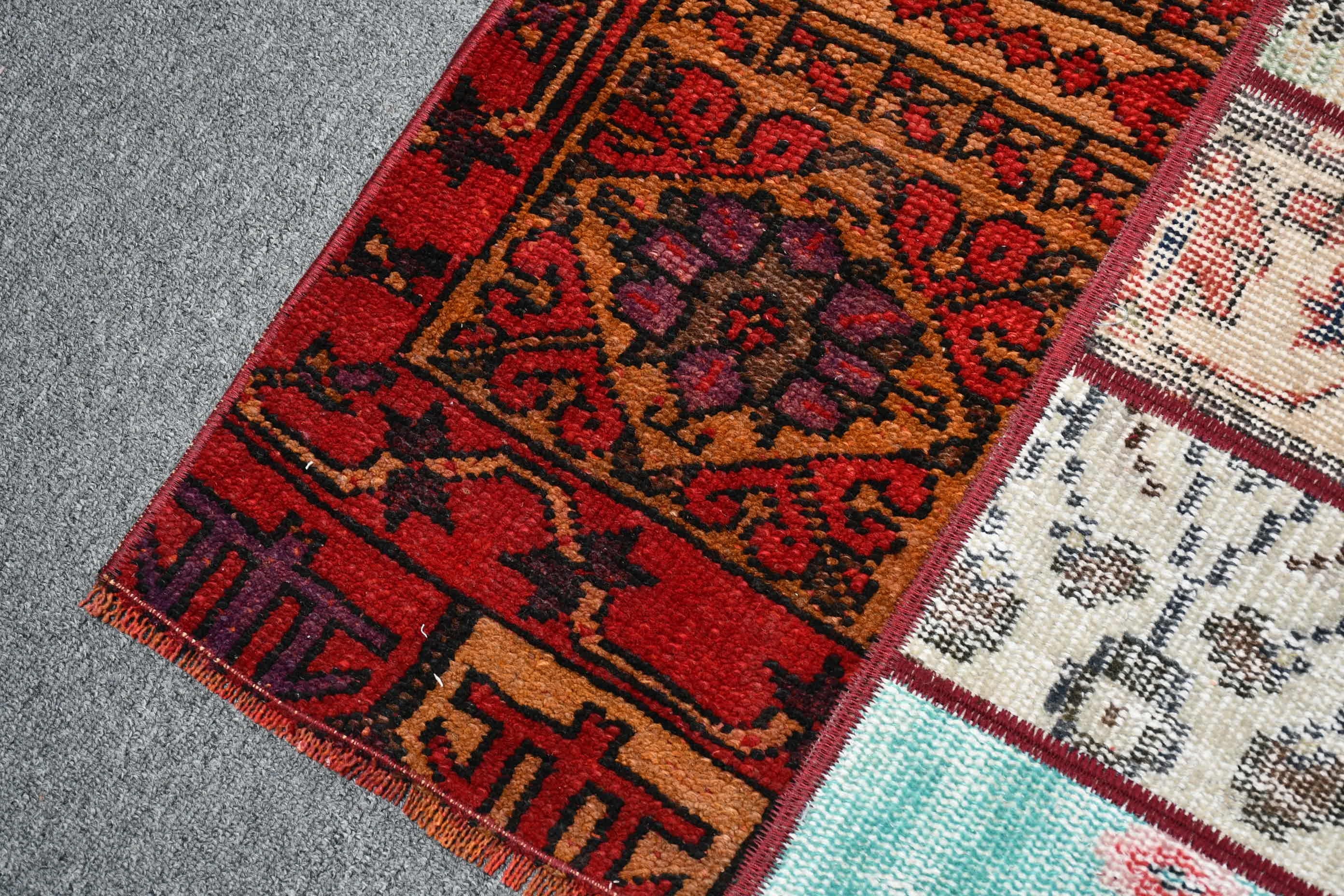 Kitchen Rug, Aztec Rug, Red Antique Rug, Turkish Rug, 2.5x8.1 ft Runner Rugs, Vintage Rug, Rugs for Stair, Anatolian Rug, Corridor Rug