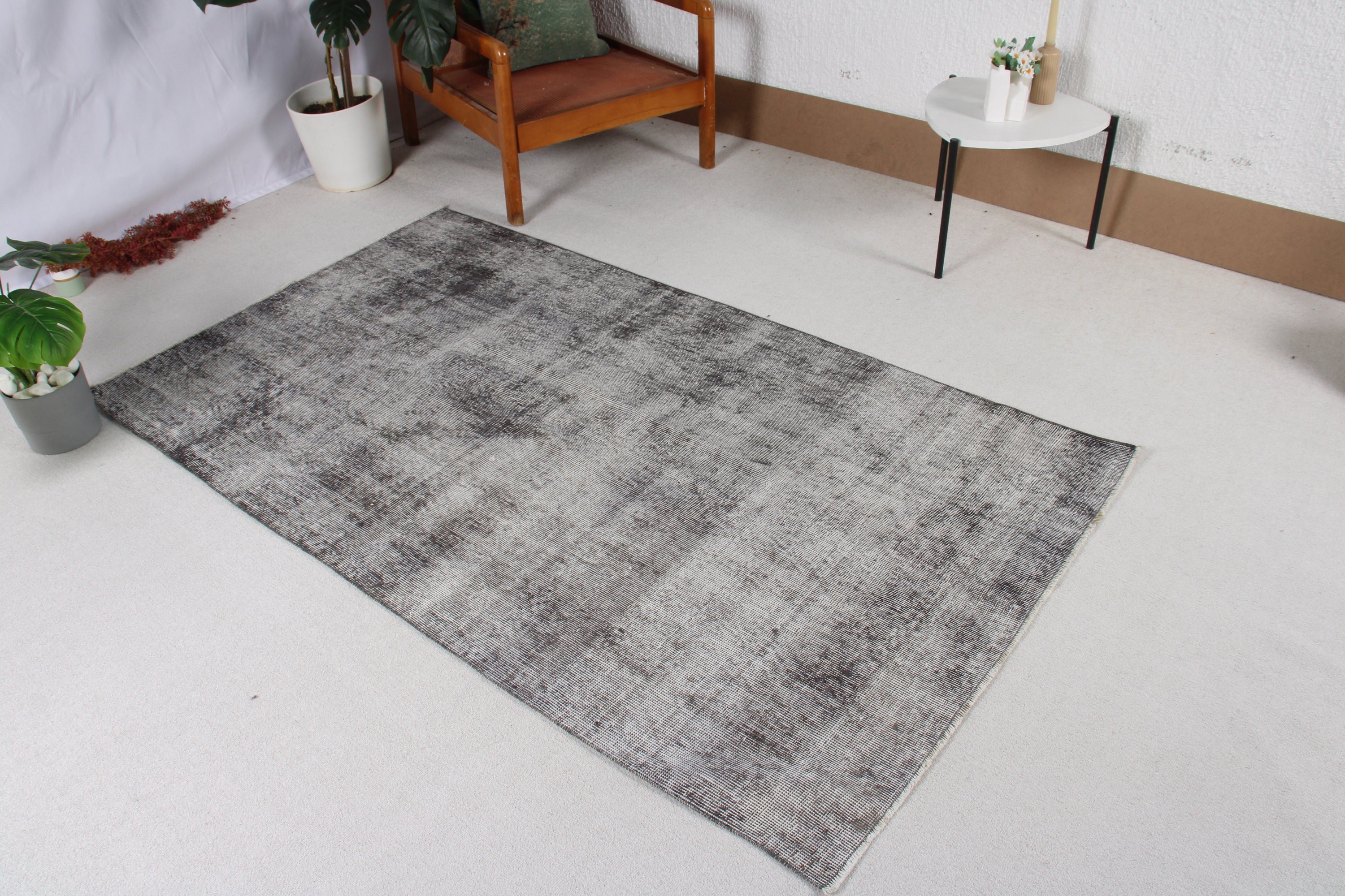 Gray Handwoven Rugs, 3.7x6.4 ft Accent Rugs, Entry Rug, Flatweave Rug, Turkish Rug, Neutral Rug, Rugs for Entry, Modern Rug, Vintage Rug