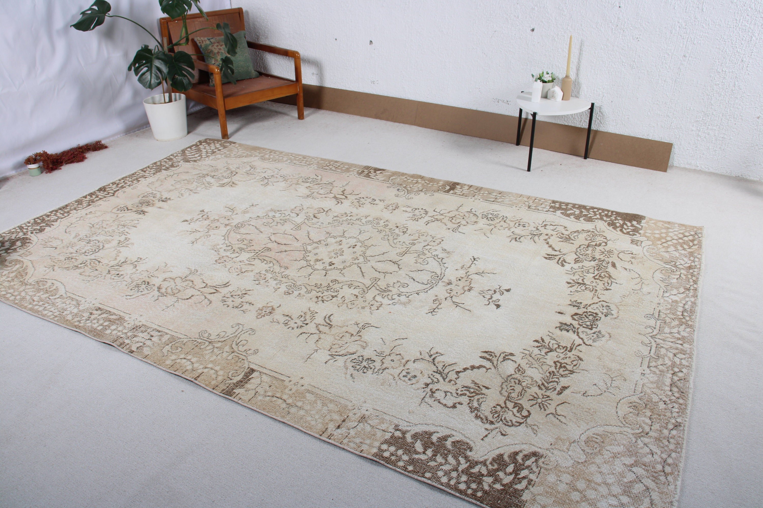 Türk Halısı, Bej Yün Halılar, Vintage Halılar, Ev Dekorasyonu Halısı, Geometrik Halı, Büyük Boho Halısı, Modern Halı, Yatak Odası Halıları, 6.6x10.2 ft Büyük Halılar