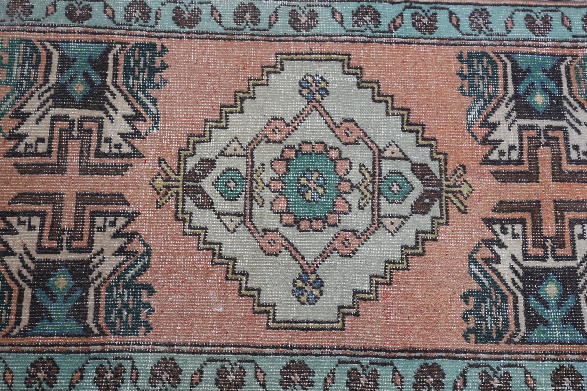 Antika Halı, Çocuk Halıları, Yatak Odası Halısı, 1.7x3.2 ft Küçük Halı, Banyo Halıları, Vintage Halı, Turuncu Yün Halı, Türk Halısı, El Dokuma Halılar