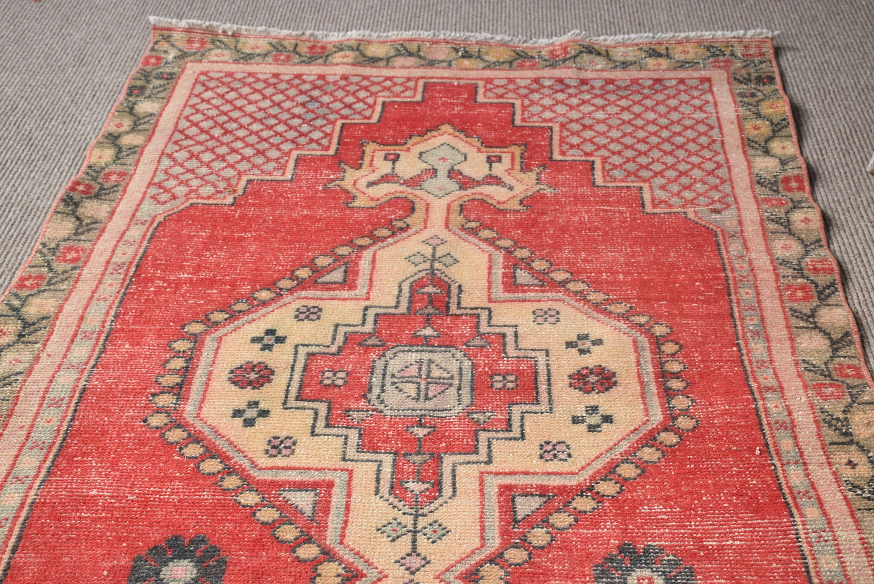 Cool Rugs, Wool Rug, Red Oriental Rugs, Vintage Rug, Rugs for Kitchen, Office Rug, Kitchen Rug, 3.9x8.6 ft Area Rug, Turkish Rug, Floor Rug