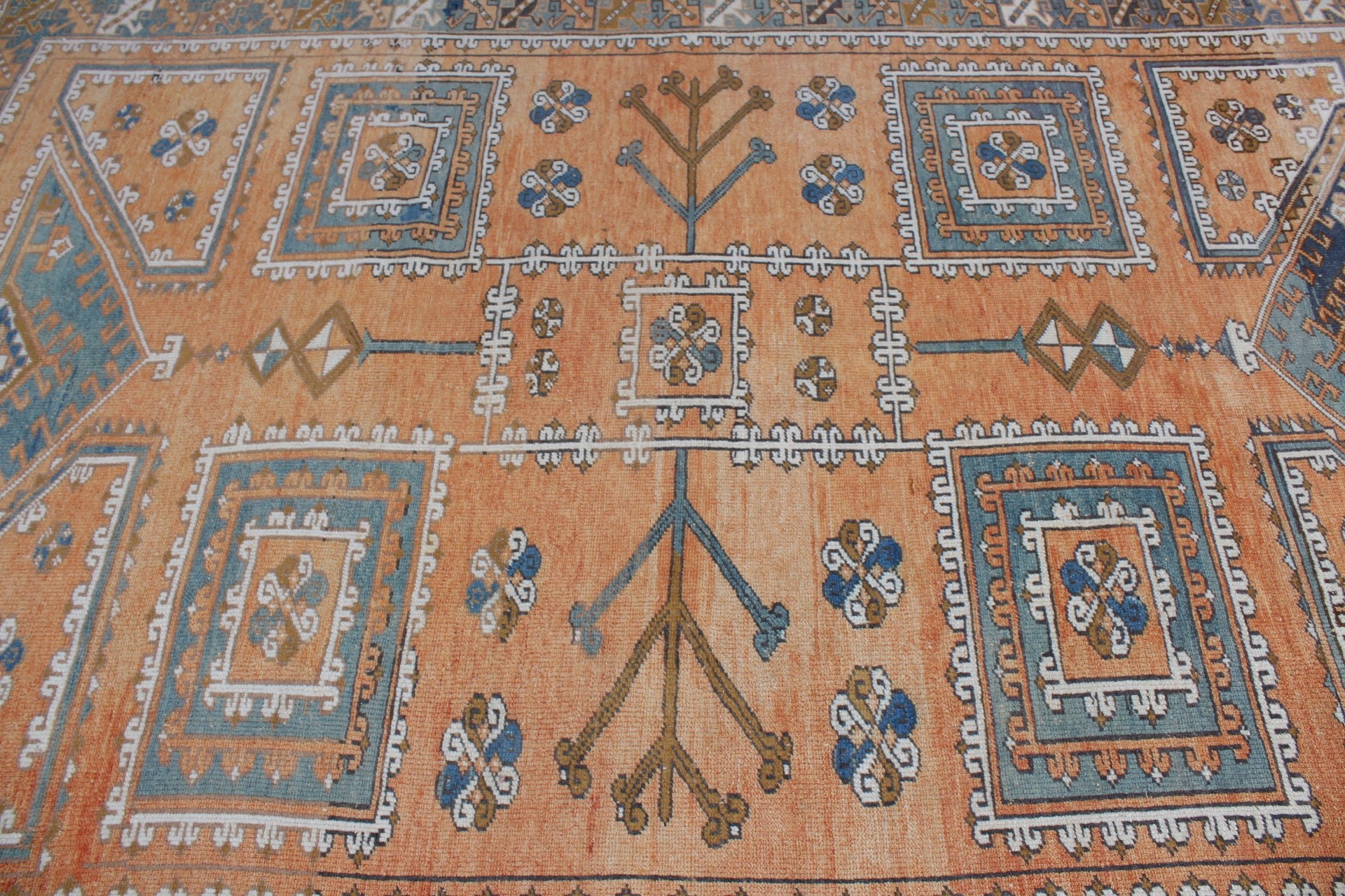 Turkish Rugs, Salon Rug, Rugs for Bedroom, Moroccan Rug, Orange Kitchen Rug, 6.4x9 ft Large Rug, Vintage Rug, Bedroom Rug, Floor Rug