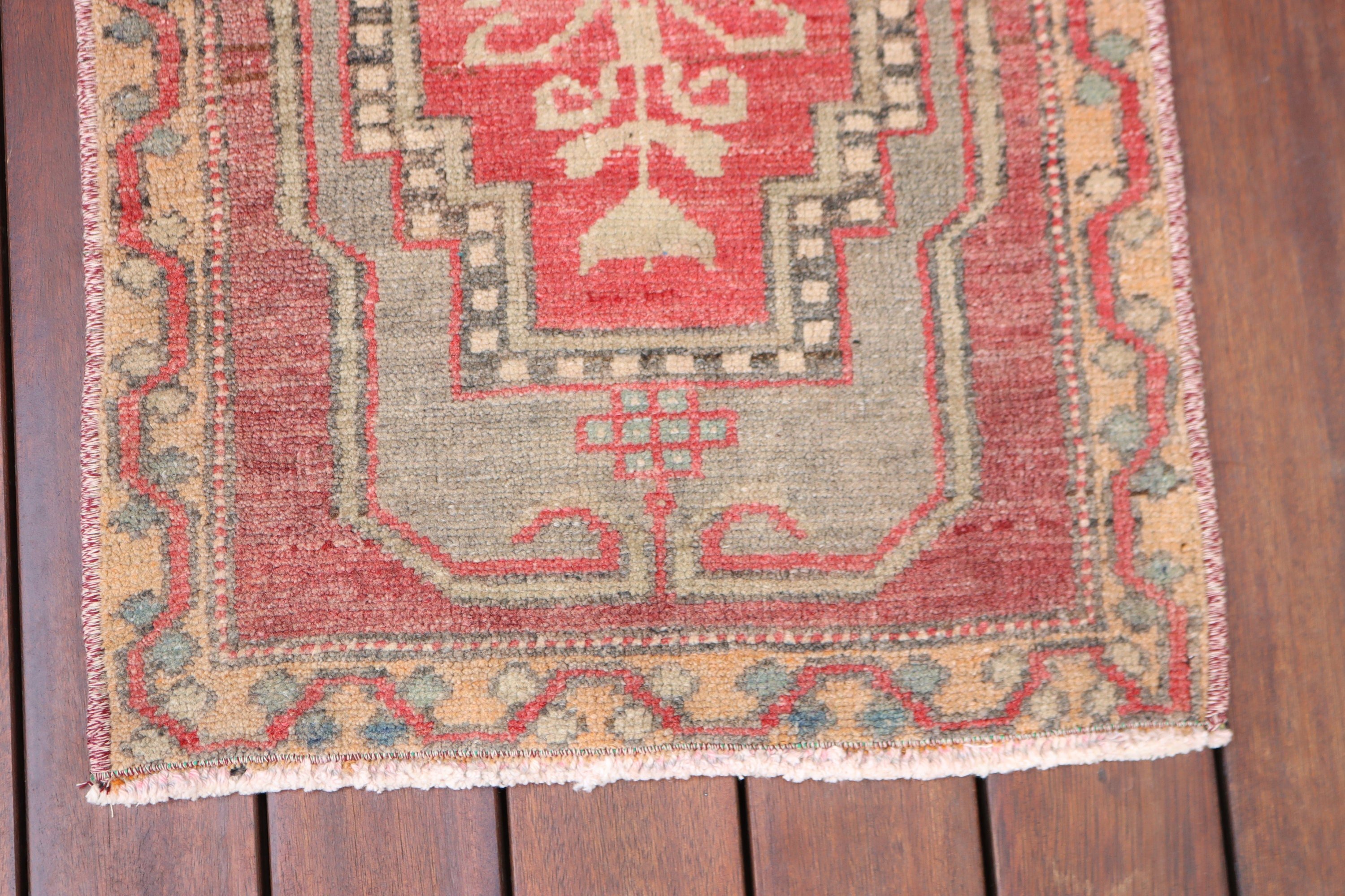 Vintage Halı, Kırmızı Boho Halı, Duvara Asılı Halı, Banyo Halıları, Paspas Halısı, Türk Halıları, 1.5x3 ft Küçük Halılar, El Dokuma Halılar, Boho Halılar