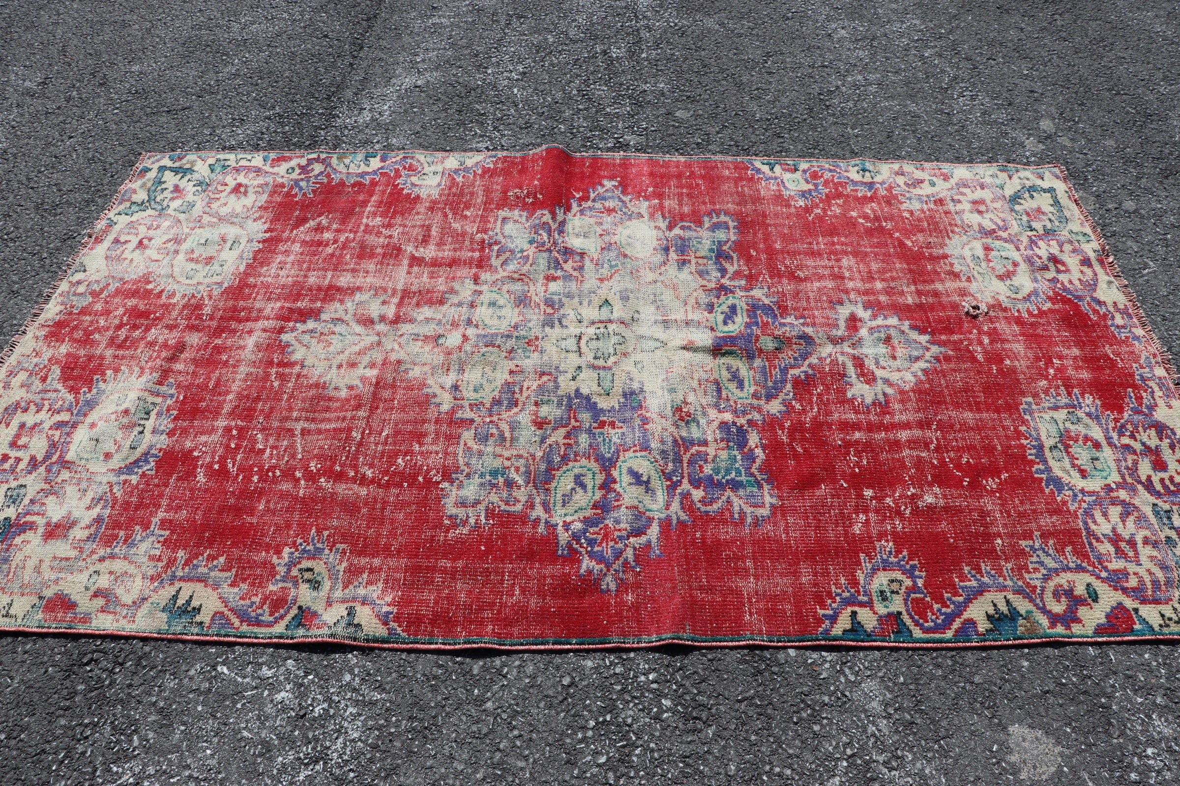 Kitchen Rug, Red Anatolian Rugs, Bedroom Rugs, Dining Room Rug, Turkish Rug, Wool Rug, Vintage Rug, 4.9x8.3 ft Large Rugs, Handwoven Rug