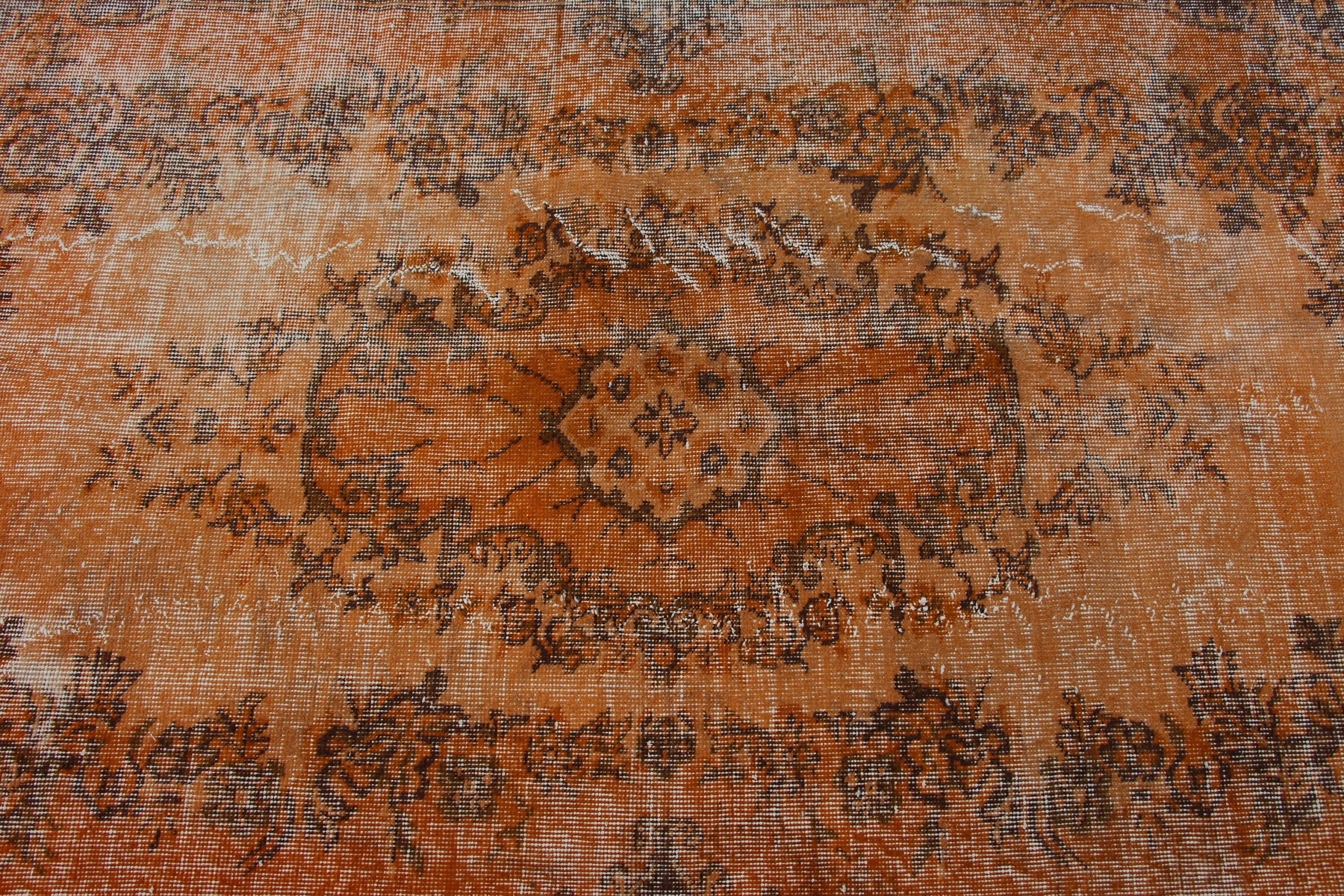 3.8x6.9 ft Area Rug, Turkish Rug, Orange Anatolian Rug, Muted Rug, Vintage Rug, Anatolian Rugs, Oushak Rug, Kitchen Rug, Bedroom Rugs