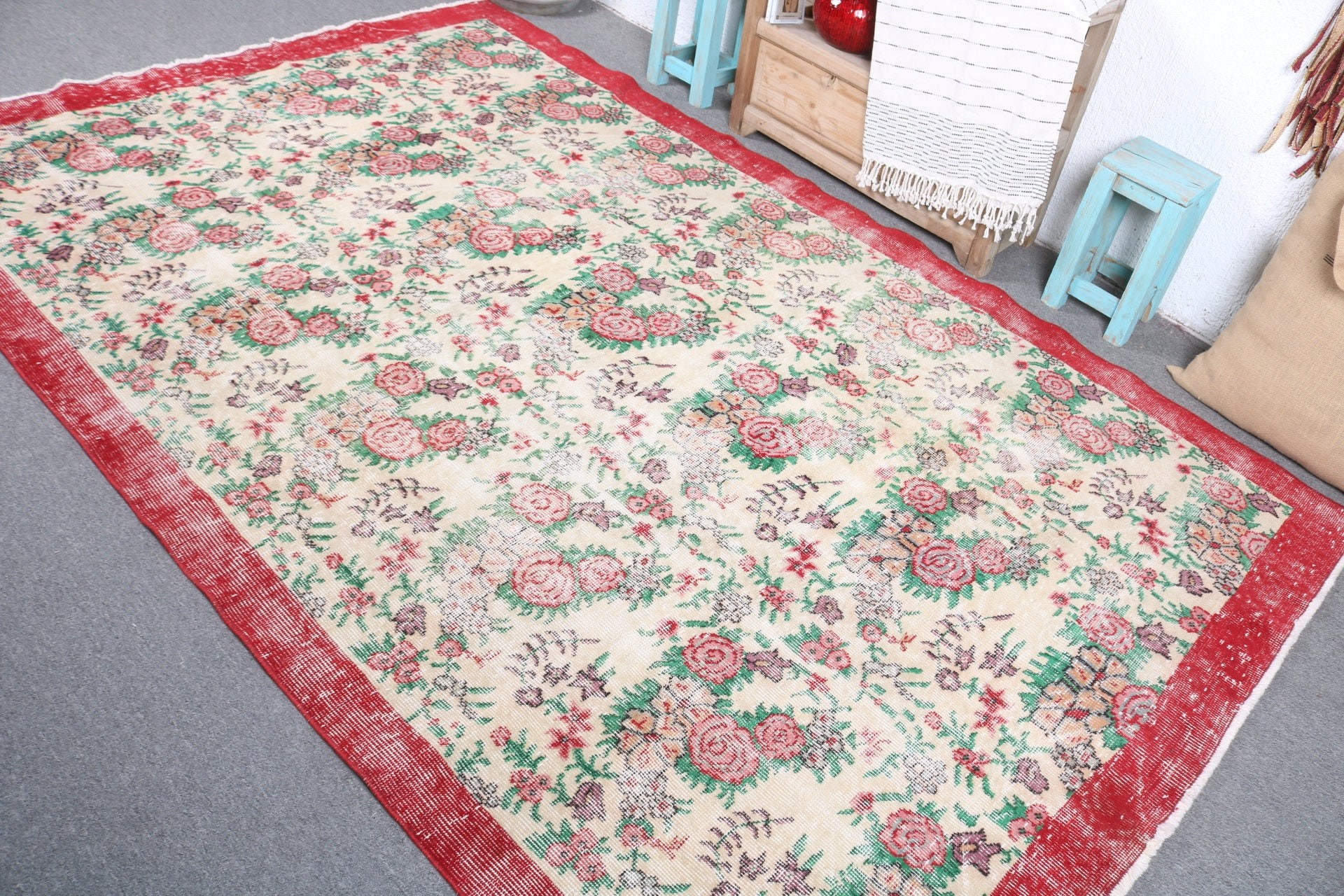Living Room Rug, Vintage Rug, Oushak Rugs, Turkish Rug, Rugs for Dining Room, Antique Rug, Office Rugs, Bedroom Rugs, 5.6x8.8 ft Large Rug