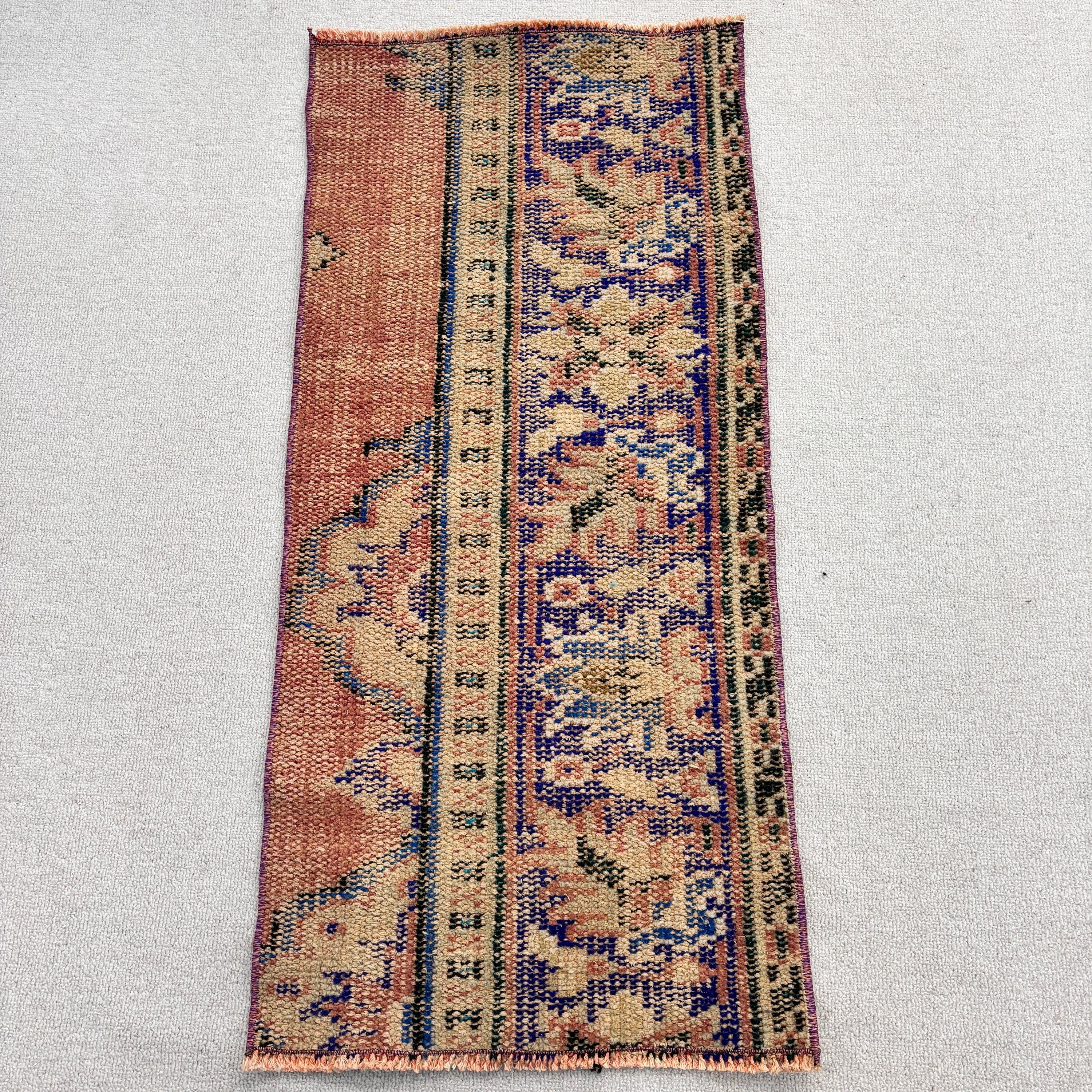 1.4x3.2 ft Küçük Halılar, Vintage Halılar, Yatak Odası Halıları, Anadolu Halıları, Küçük Alan Halısı, Mor Ev Dekorasyonu Halısı, Türk Halısı