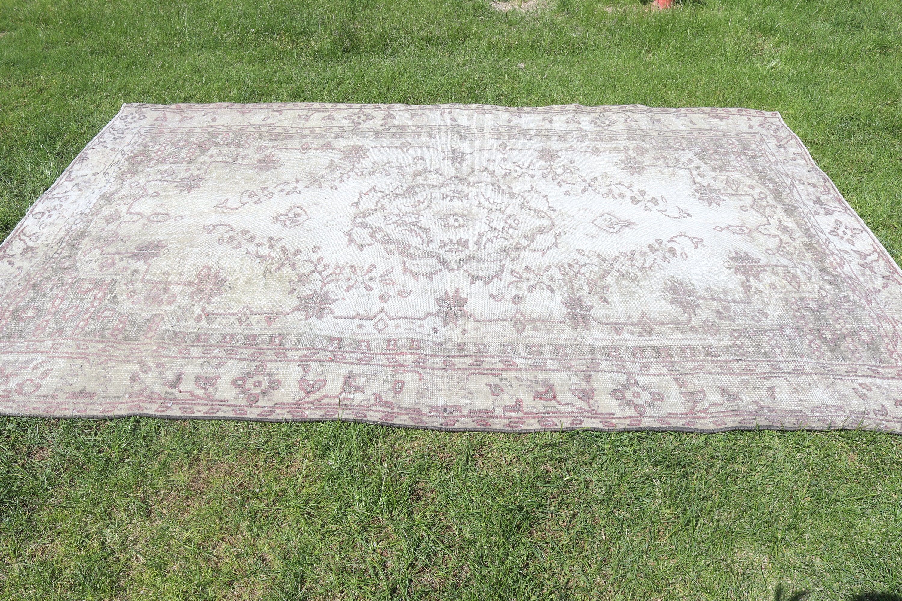 5,5x8,7 ft Büyük Halı, Vintage Halı, Türk Halısı, Büyük Boho Halısı, Bej Fas Halıları, Kabile Halısı, Salon Halıları, Oryantal Halı, Bildiri Halısı