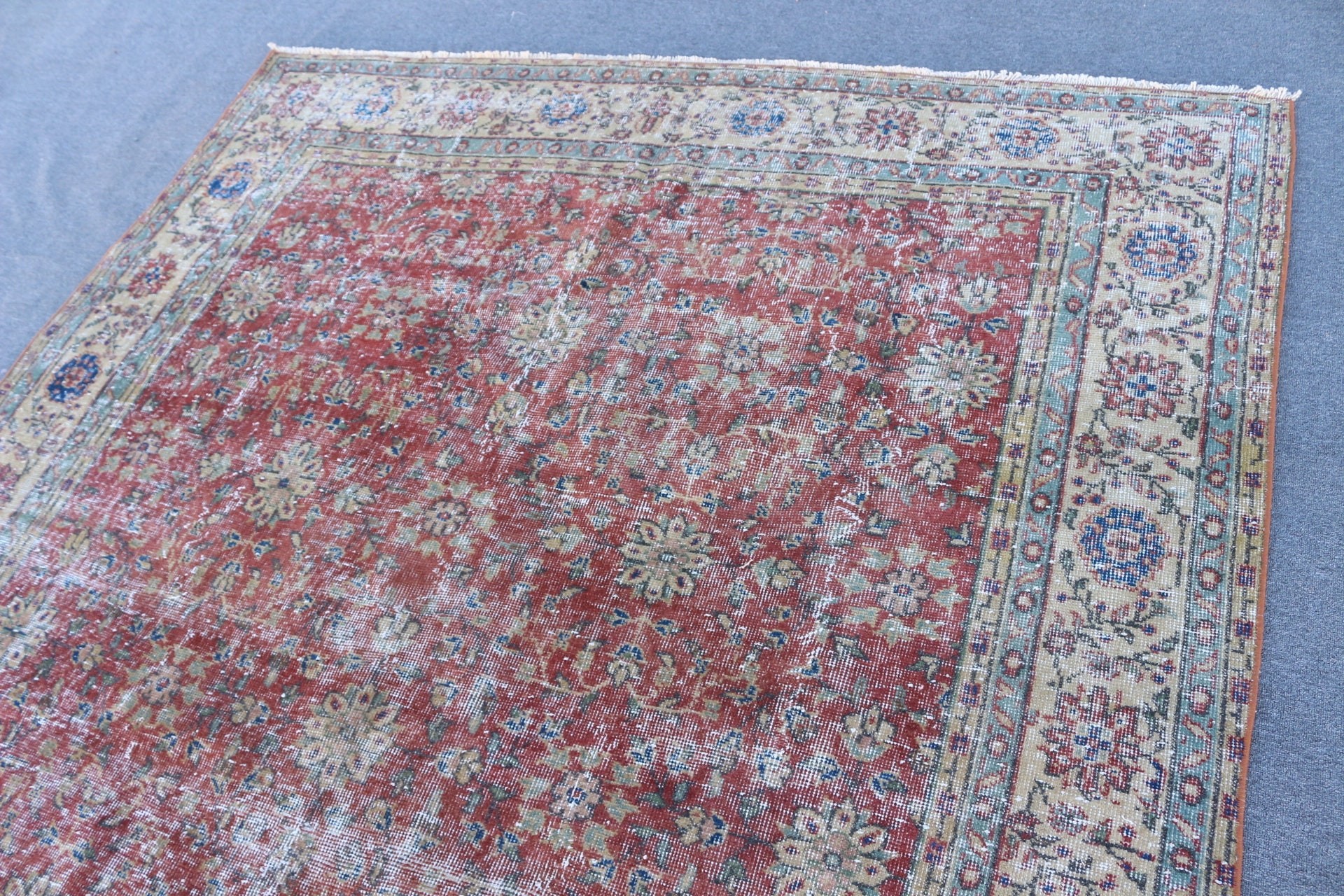 Red Home Decor Rug, Vintage Rug, Turkish Rugs, Living Room Rug, 6.8x10.3 ft Oversize Rug, Floor Rugs, Dining Room Rugs