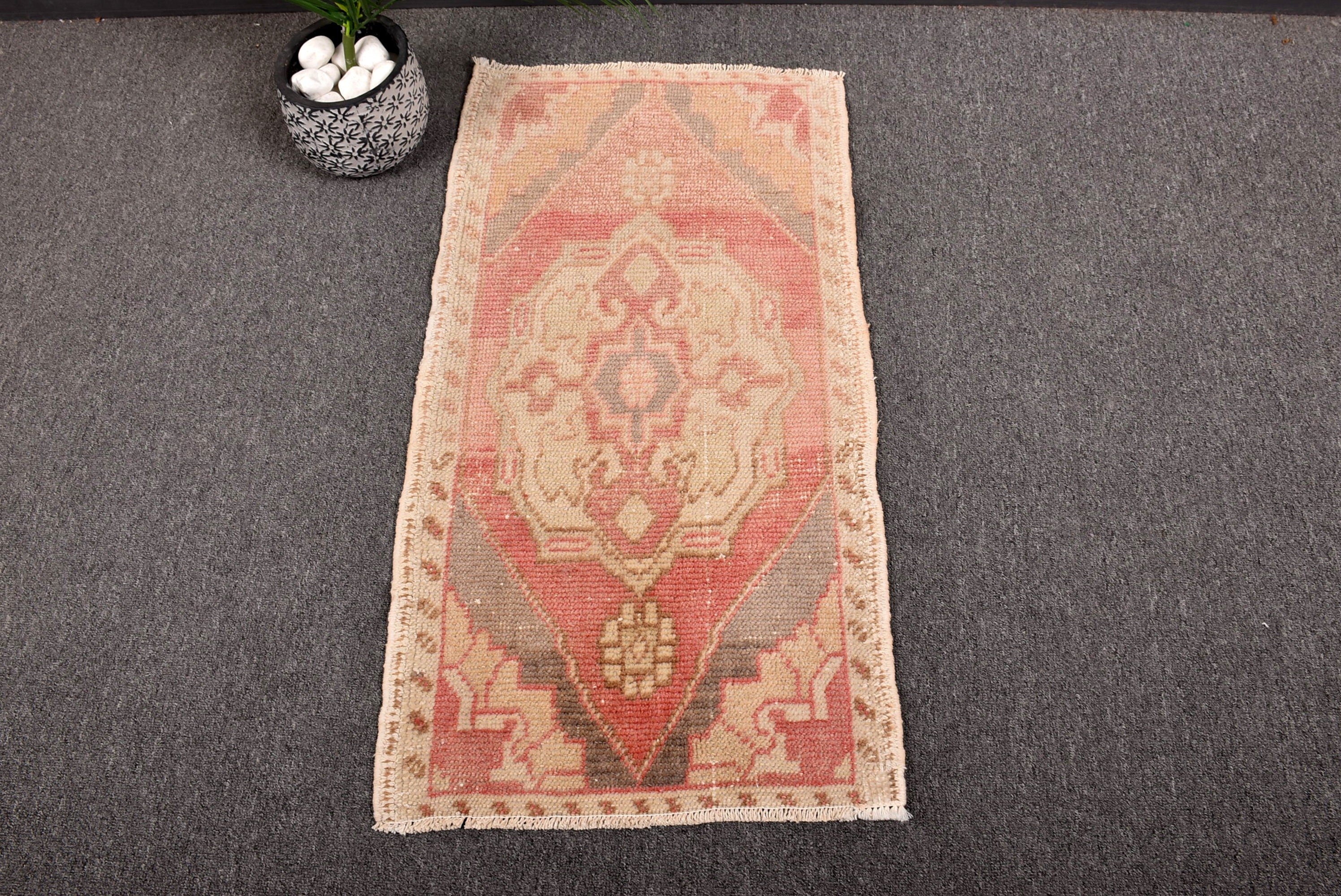 1.5x2.8 ft Küçük Halılar, Boho Halı, Nötr Halılar, Türk Halıları, Mutfak Halıları, Vintage Halı, Pembe El Dokuma Halı, Araba Paspas Halısı, Düz Dokuma Halılar