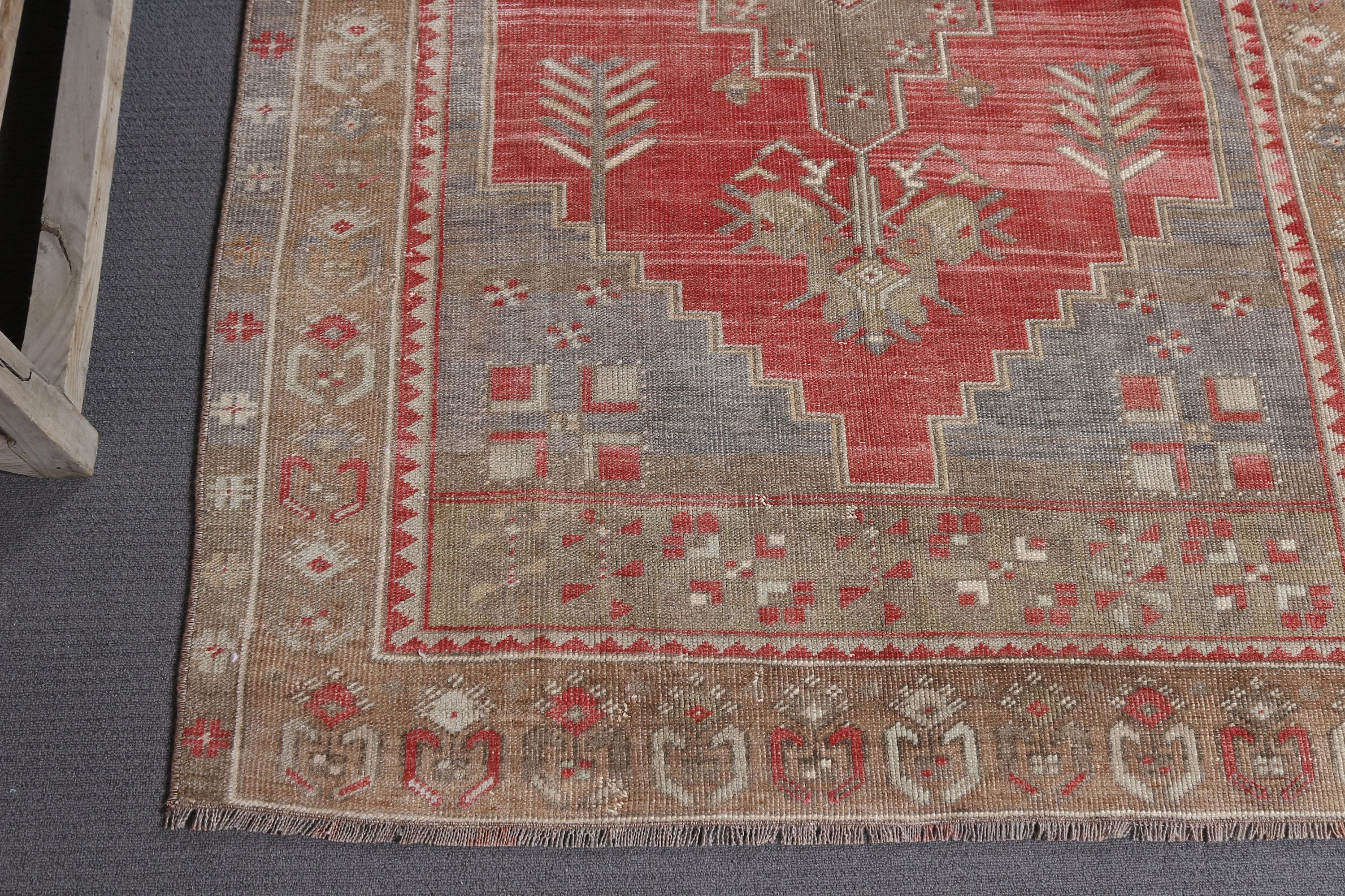 Vintage Halı, Kırmızı Ev Dekor Halısı, Aztek Halıları, Mutfak Halısı, Çocuk Odası Halıları, Türk Halısı, 4x7,8 ft Alan Halısı, İç Mekan Halısı