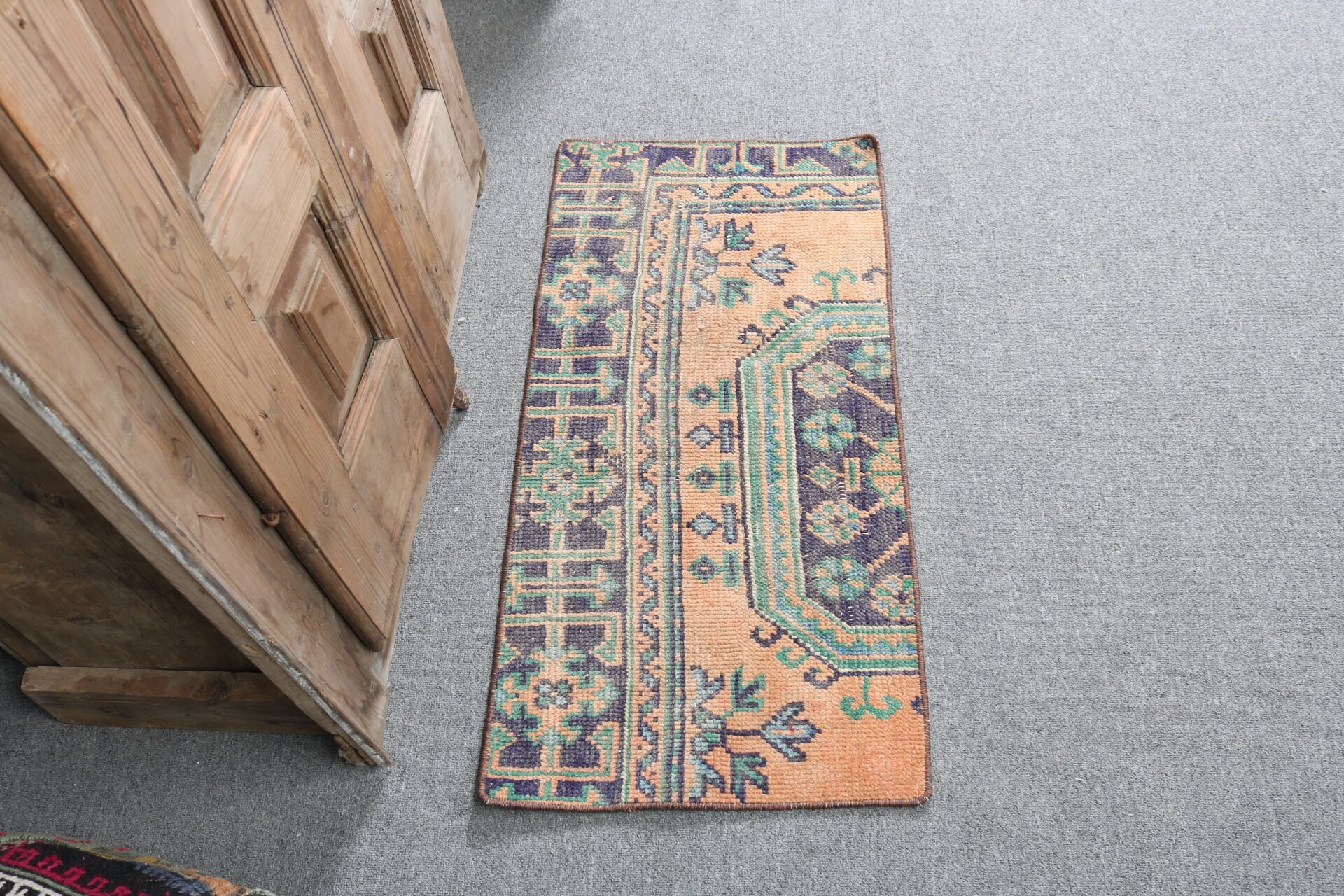 Banyo Halıları, Ev Dekorasyonu Halıları, Turuncu Soğuk Halılar, 1.5x3.1 ft Küçük Halı, Vintage Halılar, Boho Halılar, Duvara Asılı Halı, Türk Halıları, El Dokuma Halı