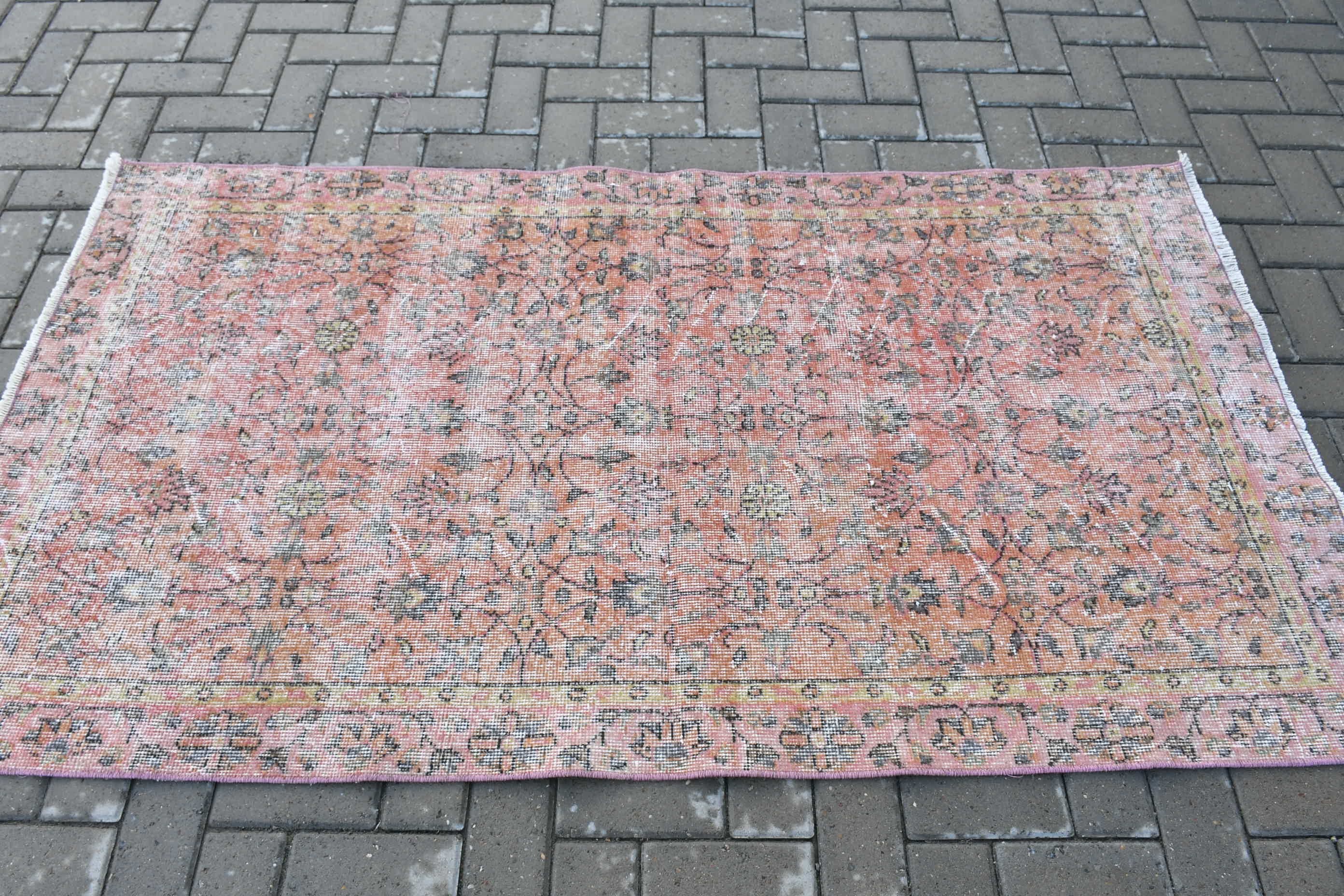 Entry Rug, Orange Kitchen Rug, Turkish Rug, Nursery Rug, 3.5x6.4 ft Accent Rug, Rugs for Nursery, Vintage Rugs, Floor Rugs, Bedroom Rug