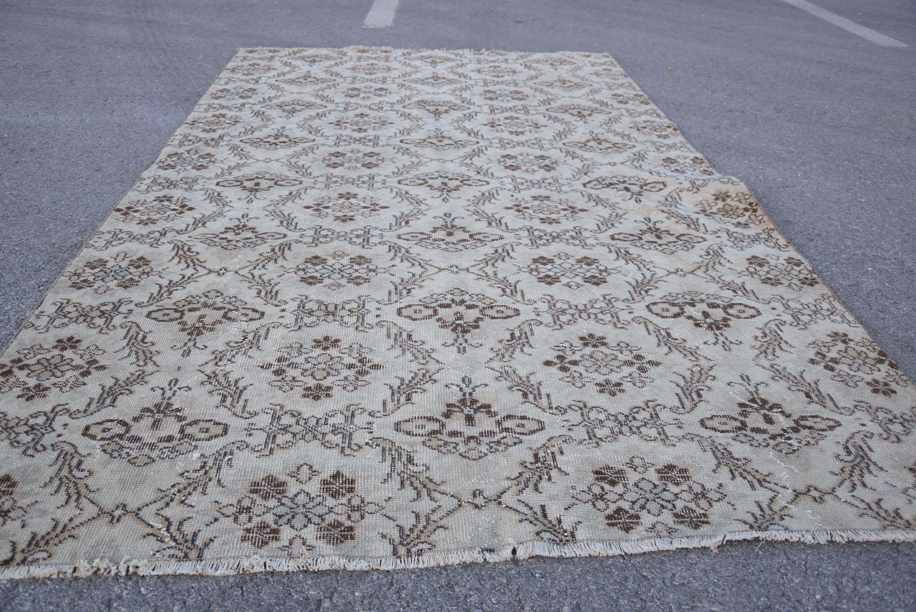 Vintage Halı, Salon Halıları, Fas Halıları, Eklektik Halı, Bej Havalı Halılar, 5.4x9.3 ft Büyük Halı, Oturma Odası Halısı, Türk Halısı