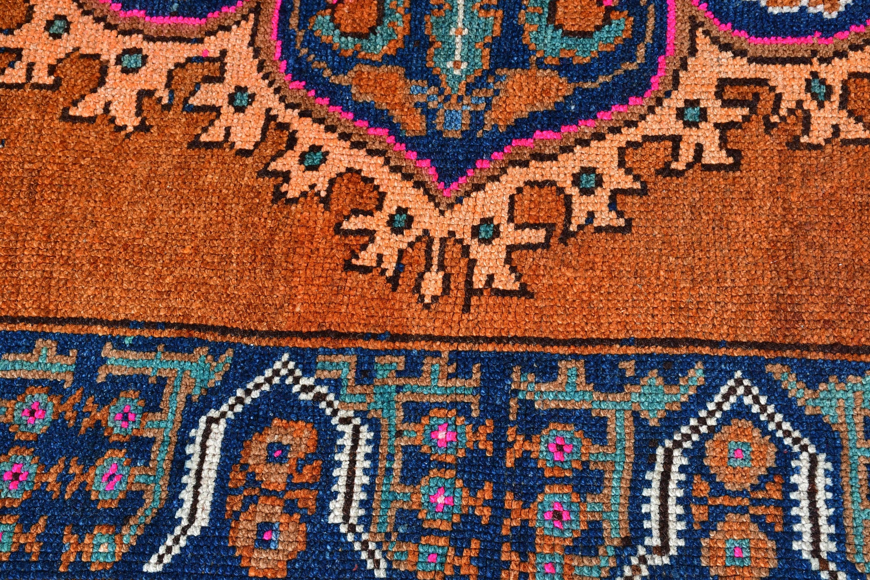 Turuncu Oryantal Halılar, Mutfak Halıları, Vintage Halı, Türk Halısı, Yatak Odası Halısı, 2.1x11.8 ft Runner Halısı, Yer Halısı, Koridor Halıları, Merdiven Halısı