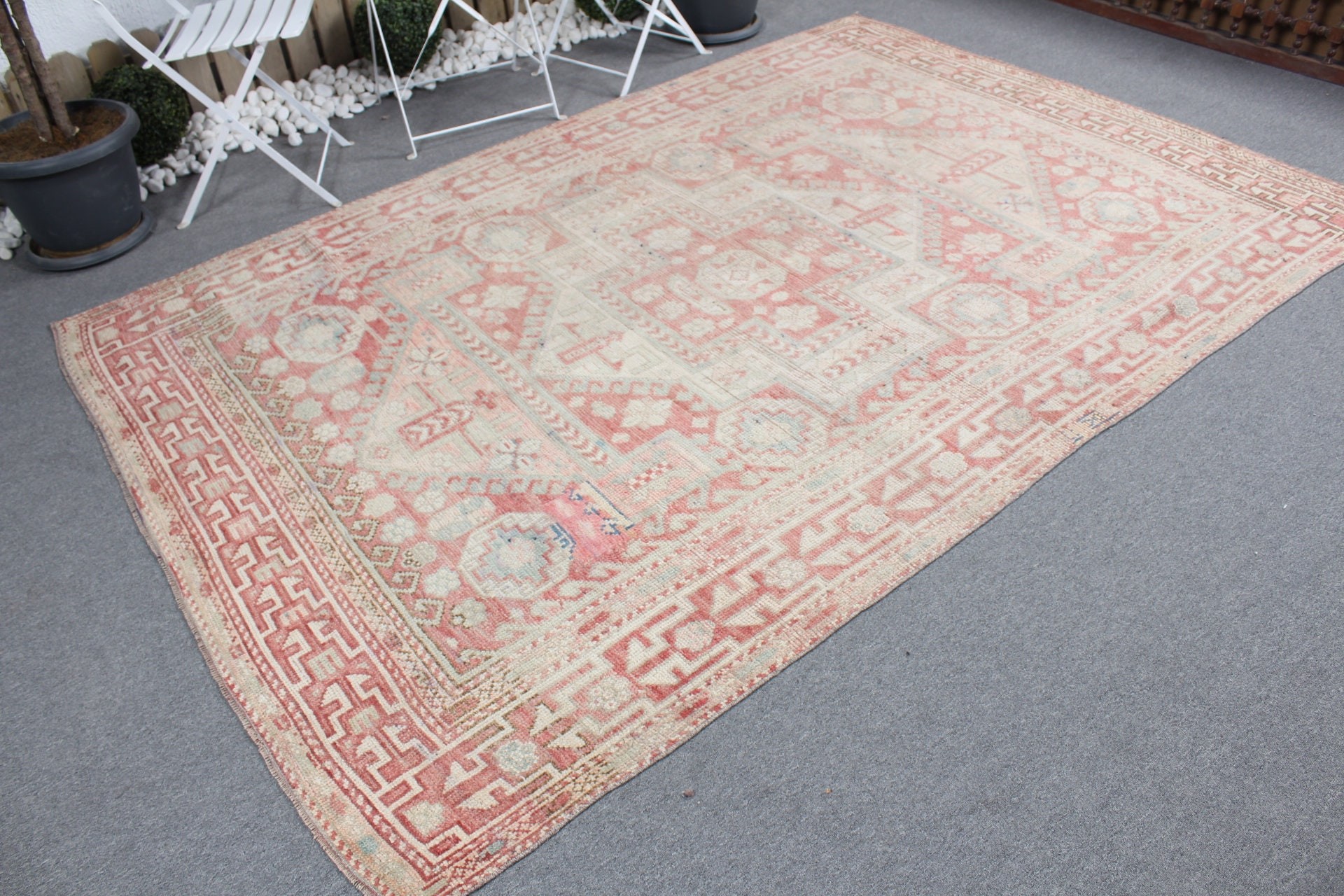 Beige Oushak Rug, Dining Room Rug, Salon Rugs, Rugs for Bedroom, Cool Rug, Turkish Rug, Vintage Rug, 5.9x8.9 ft Large Rugs, Oushak Rug