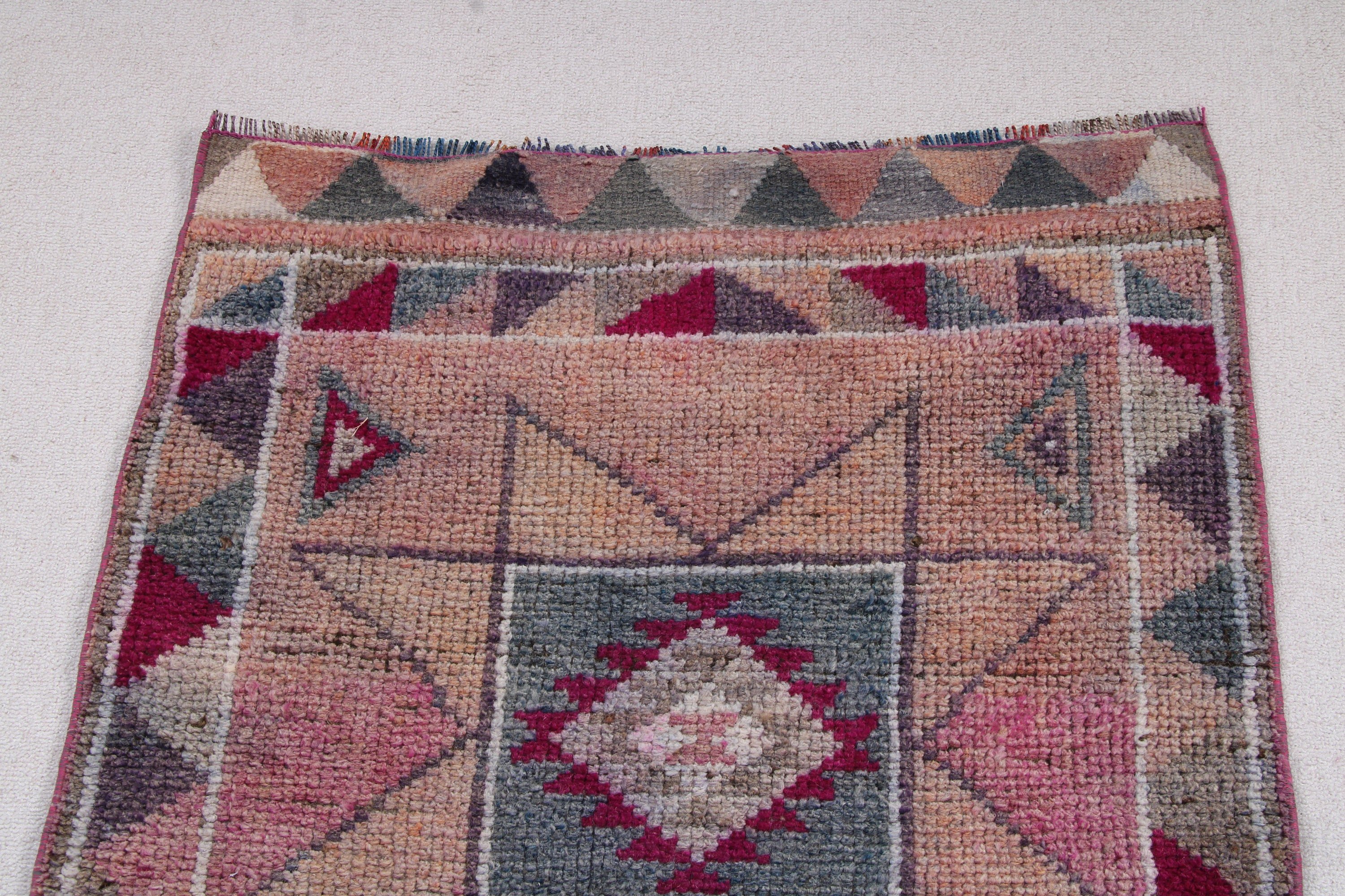 Antika Halı, 2.8x11.5 ft Yolluk Halısı, Vintage Halı, Mor Boho Halısı, Türk Halıları, Aztek Halısı, Merdiven Halıları, Koridor Halıları