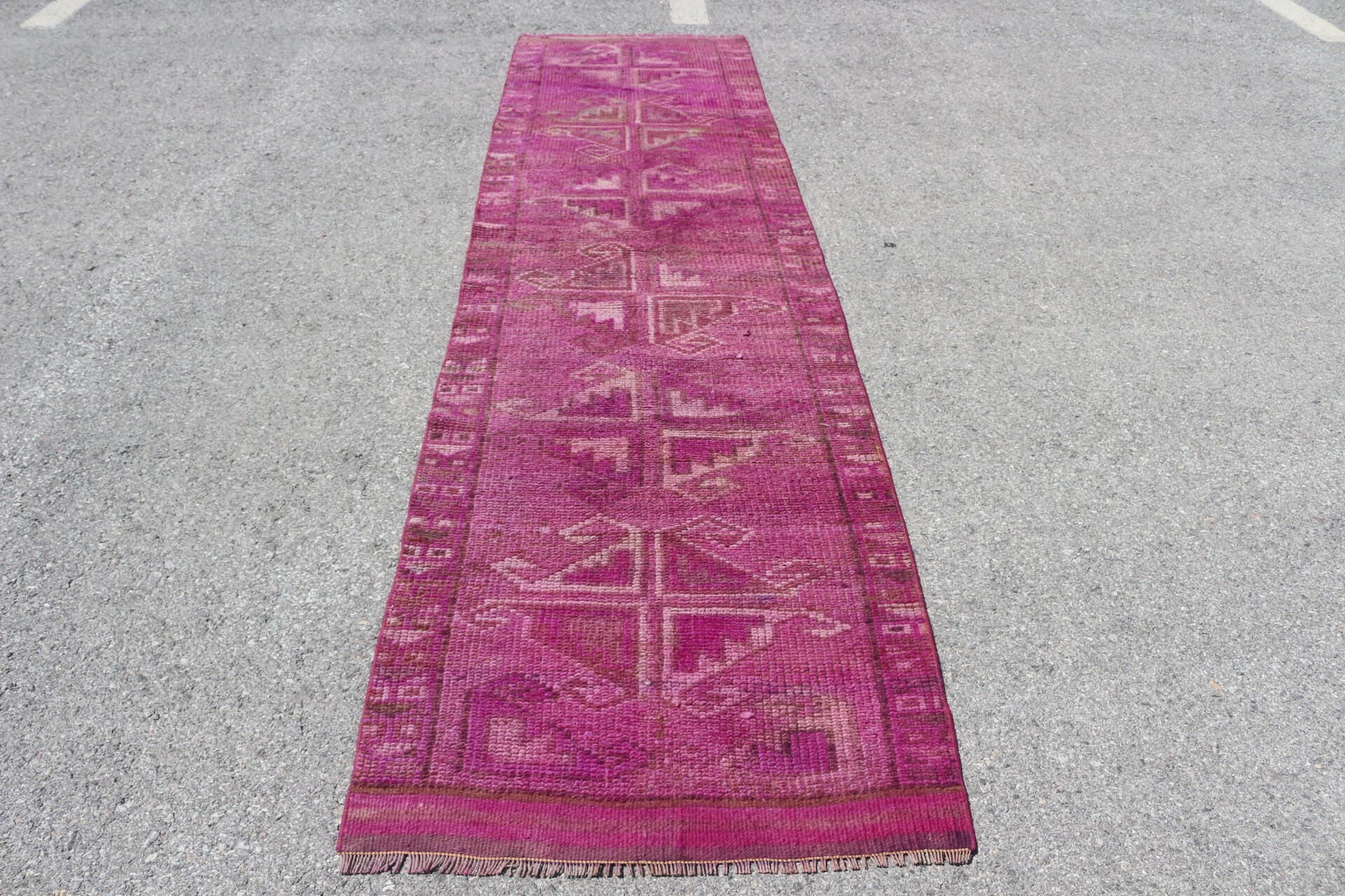 Vintage Rug, Anatolian Rug, Corridor Rug, Moroccan Rug, 2.9x10.9 ft Runner Rug, Turkish Rug, Pink Oriental Rug, Hallway Rug, Flatweave Rugs
