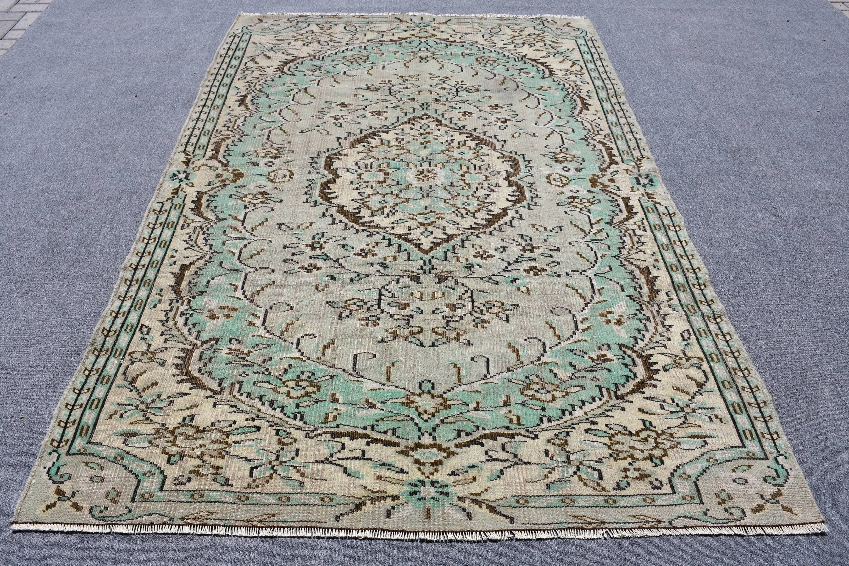 Yeşil Fas Halısı, Boho Halısı, Türk Halısı, Havalı Halı, Mutfak Halısı, Oturma Odası Halısı, Yemek Odası Halısı, 5,5x8,1 ft Büyük Halılar, Vintage Halılar