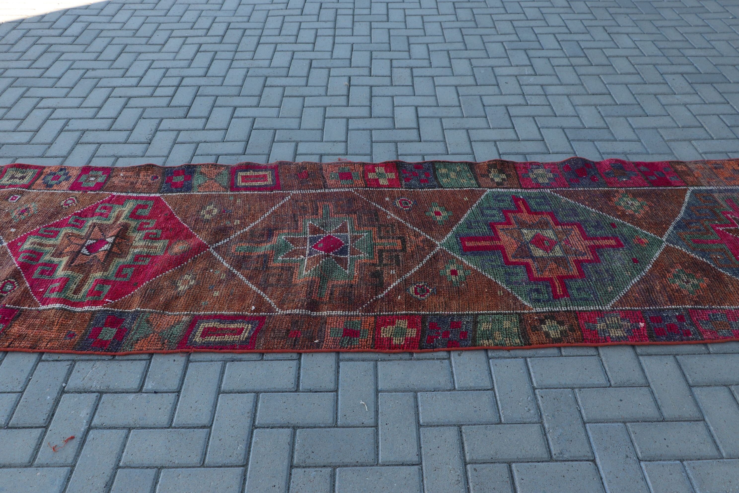 Turkish Rugs, Hallway Rug, 3x11.1 ft Runner Rugs, Aztec Rugs, Vintage Rugs, Orange Anatolian Rugs, Stair Rug, Antique Rug, Kitchen Rug