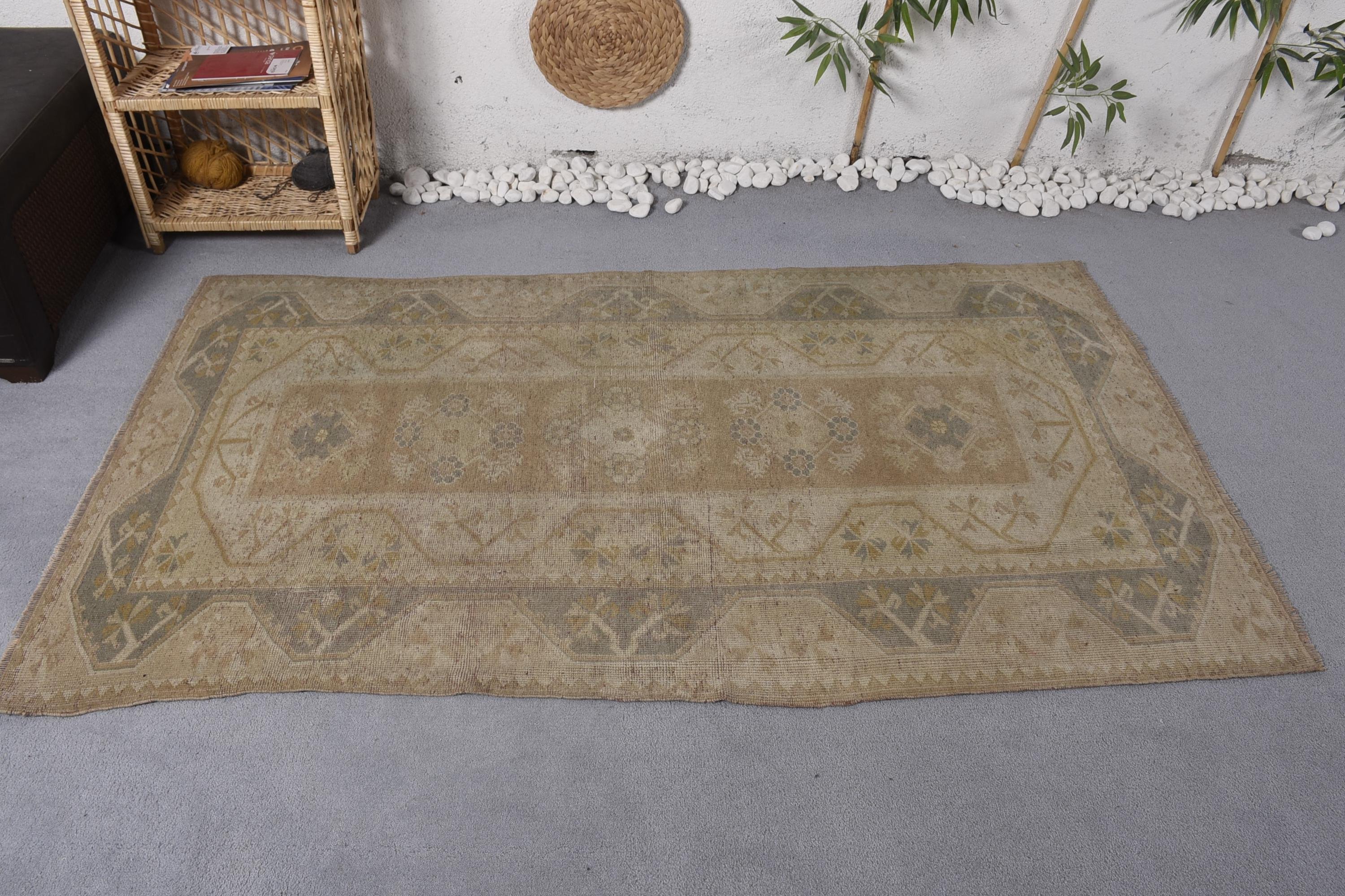 Oturma Odası Halıları, Mutfak Halıları, 3,9x6,5 ft Alan Halısı, Vintage Halılar, Mutfak Halıları, Bej Açıklama Halısı, Modern Halı, Türk Halıları