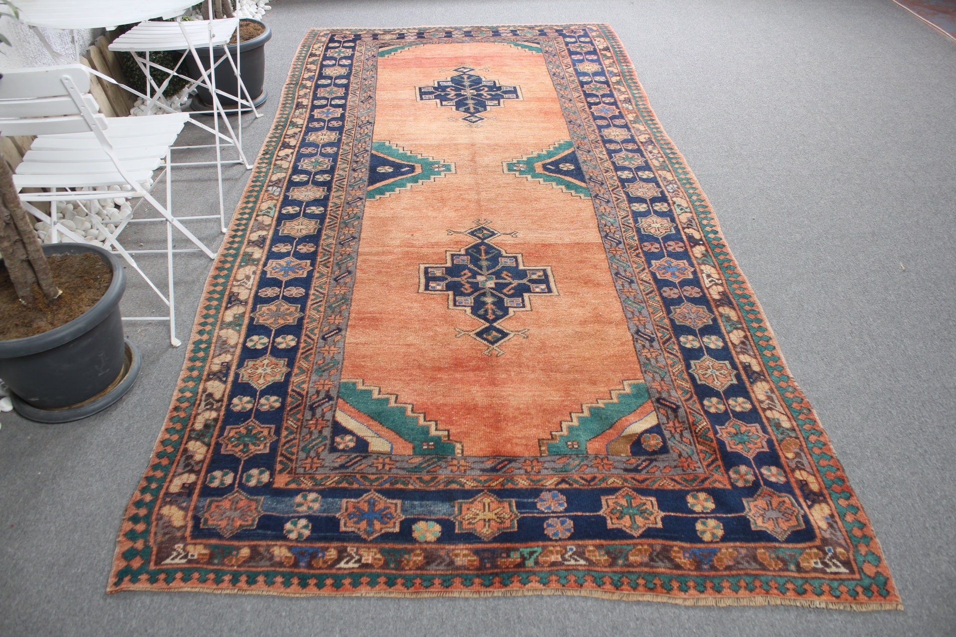 Salon Halısı, 5.2x11 ft Büyük Halı, Yatak Odası Halısı, Turuncu Ev Dekorasyonu Halısı, Oushak Halısı, Türk Halıları, Vintage Dekor Halıları, Vintage Halılar, Mutfak Halısı