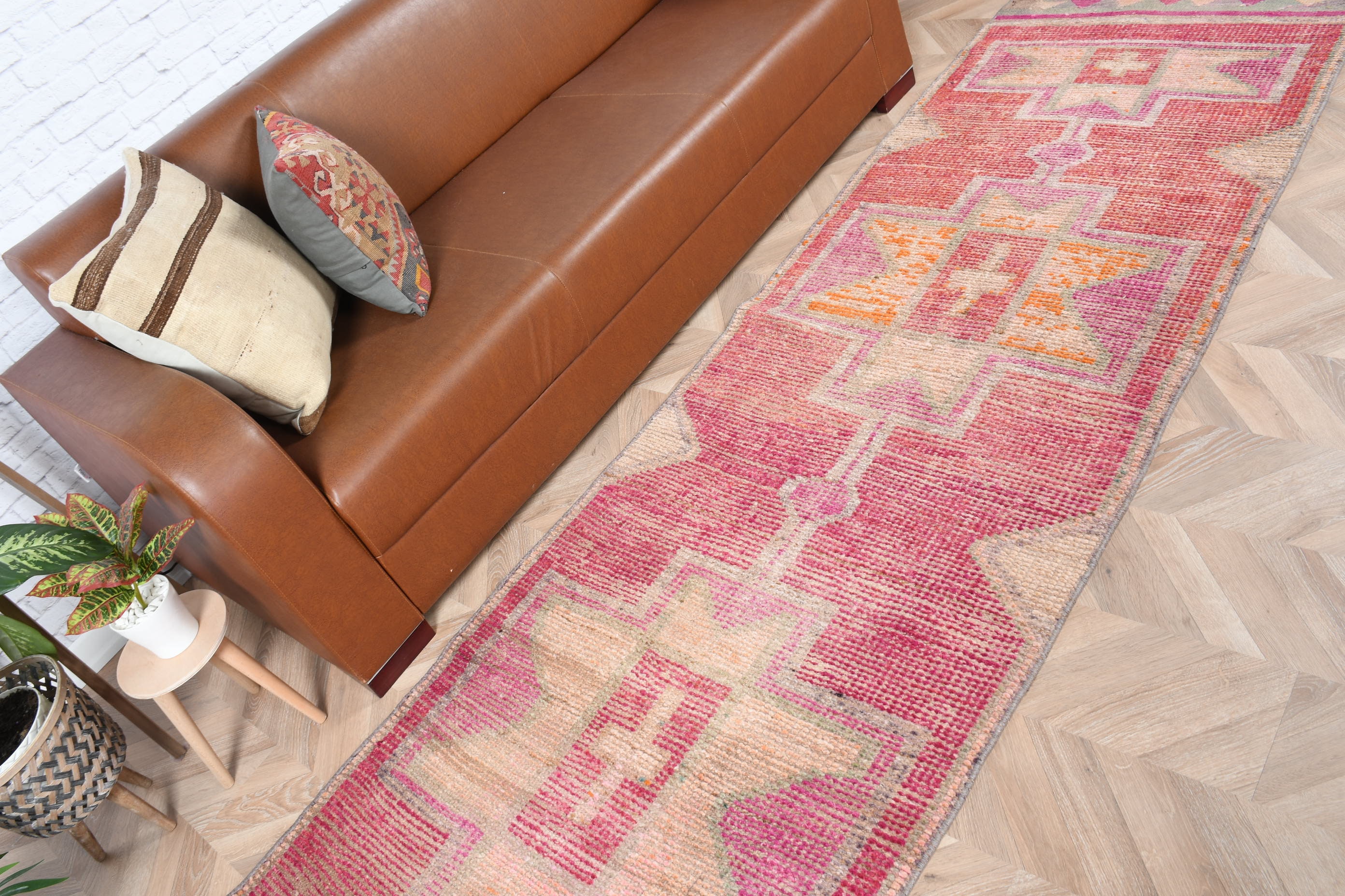 Pink Oriental Rug, Turkish Rug, Home Decor Rug, 2.9x11.3 ft Runner Rug, Vintage Rug, Corridor Rugs, Turkey Rug, Hallway Rug, Anatolian Rugs
