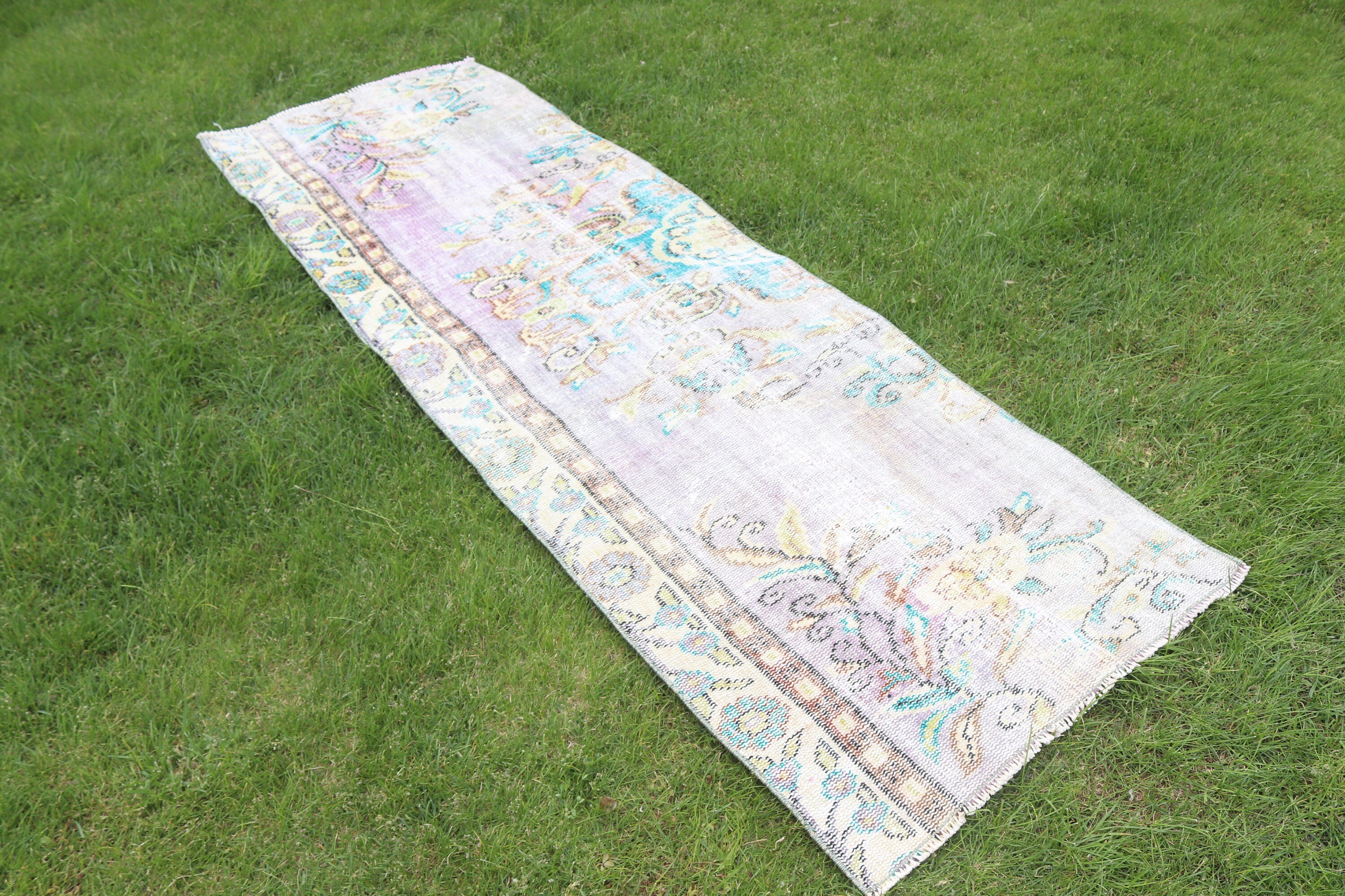 2.5x7.4 ft Runner Halı, Bej Fas Halıları, Modern Halılar, Türk Halısı, Vintage Halı, Koridor Halısı, Merdiven Halıları, Düz Dokuma Halı, Nötr Halı