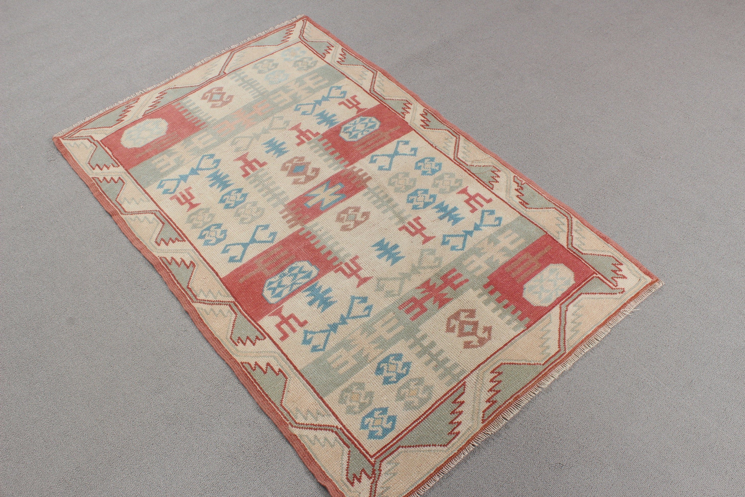 Beige Oriental Rug, Boho Rug, Car Mat Rugs, Vintage Rug, Bathroom Rug, 2.7x4.2 ft Small Rugs, Antique Rugs, Luxury Rug, Turkish Rug