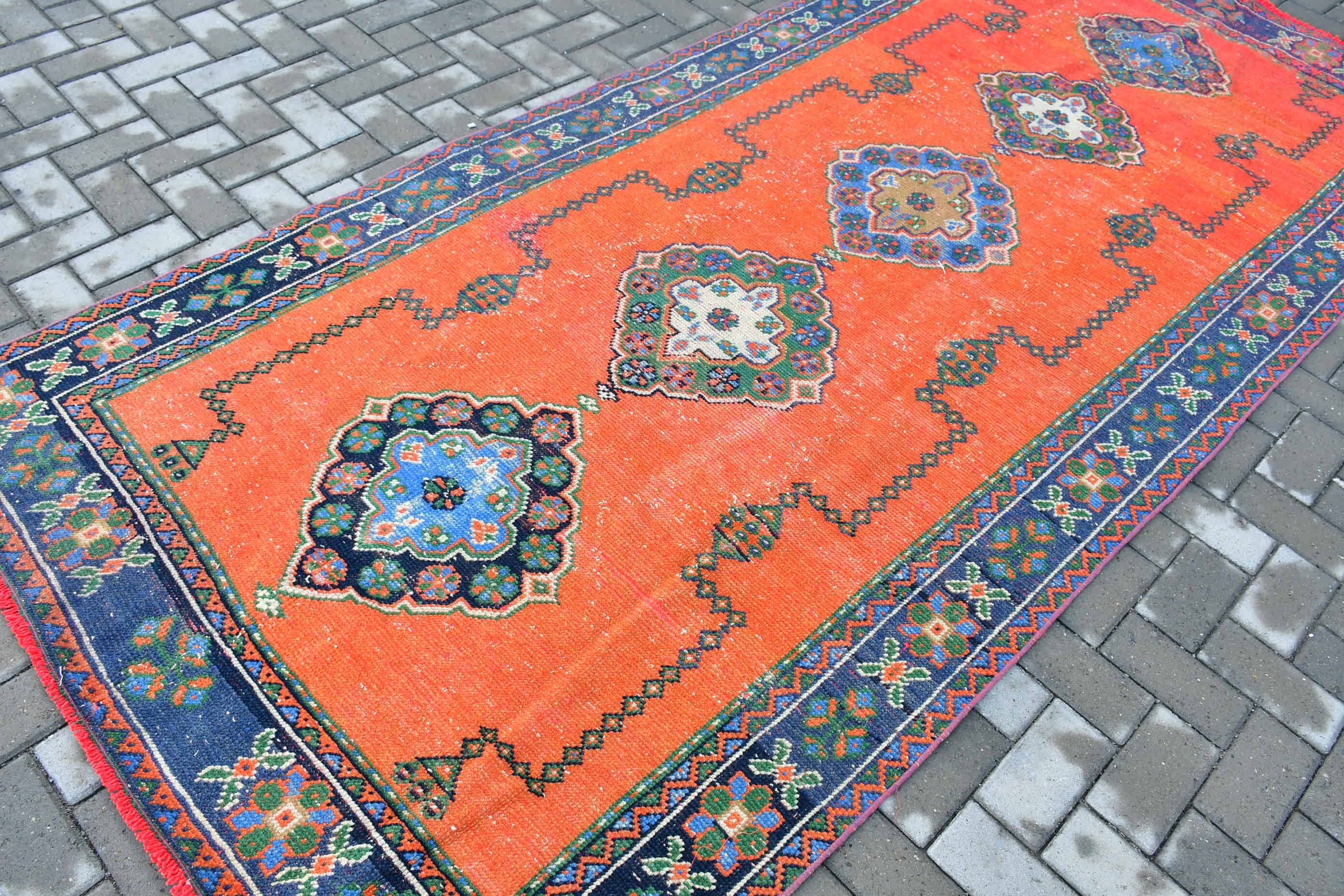 Cool Rug, Floor Rugs, Rugs for Living Room, 4.6x10.3 ft Large Rug, Vintage Rugs, Orange Oriental Rug, Salon Rug, Turkish Rug, Bedroom Rugs