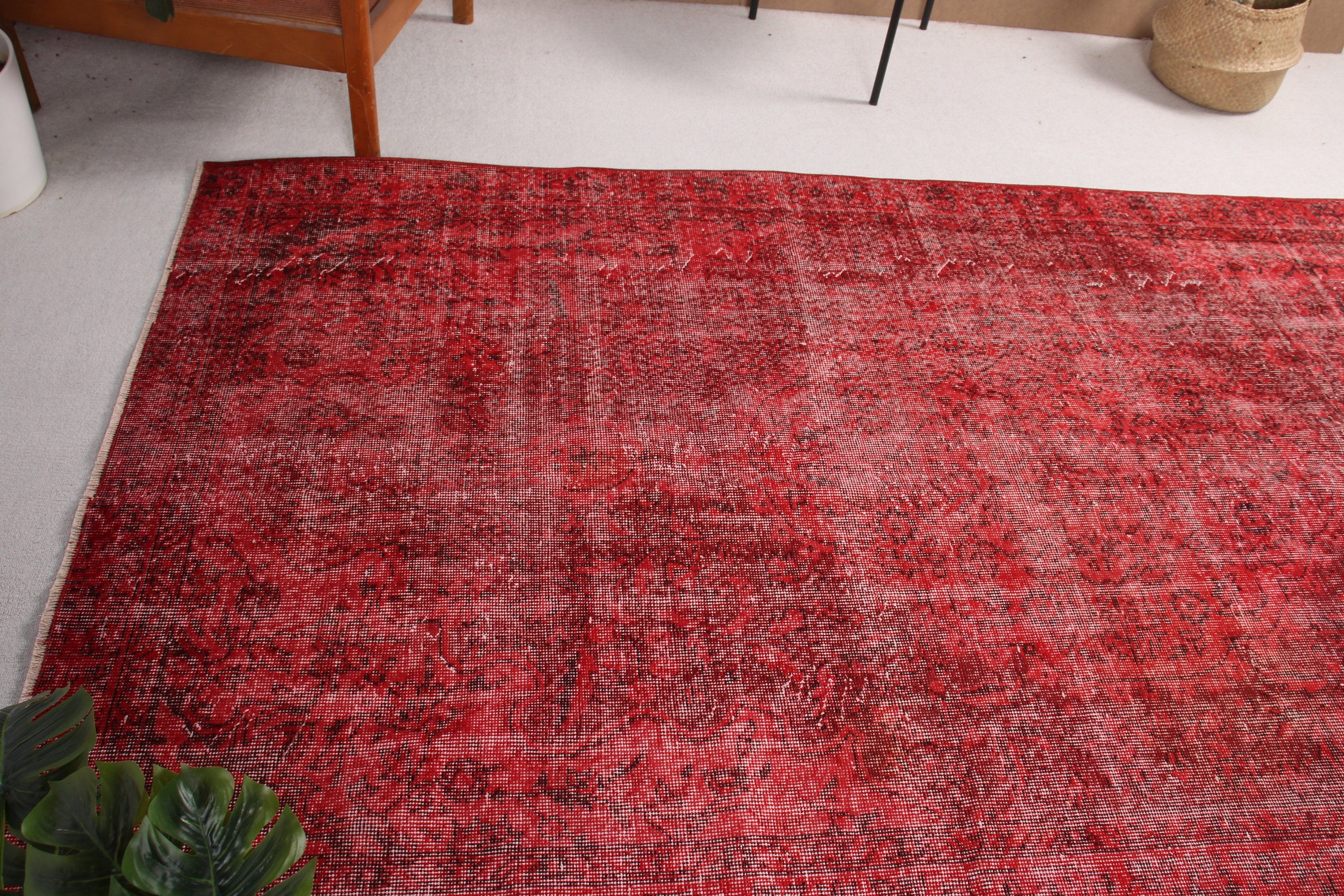 Red Bedroom Rug, Anatolian Rug, 5.2x9.4 ft Large Rug, Rugs for Large Oushak, Geometric Rug, Turkish Rugs, Dining Room Rug, Vintage Rugs