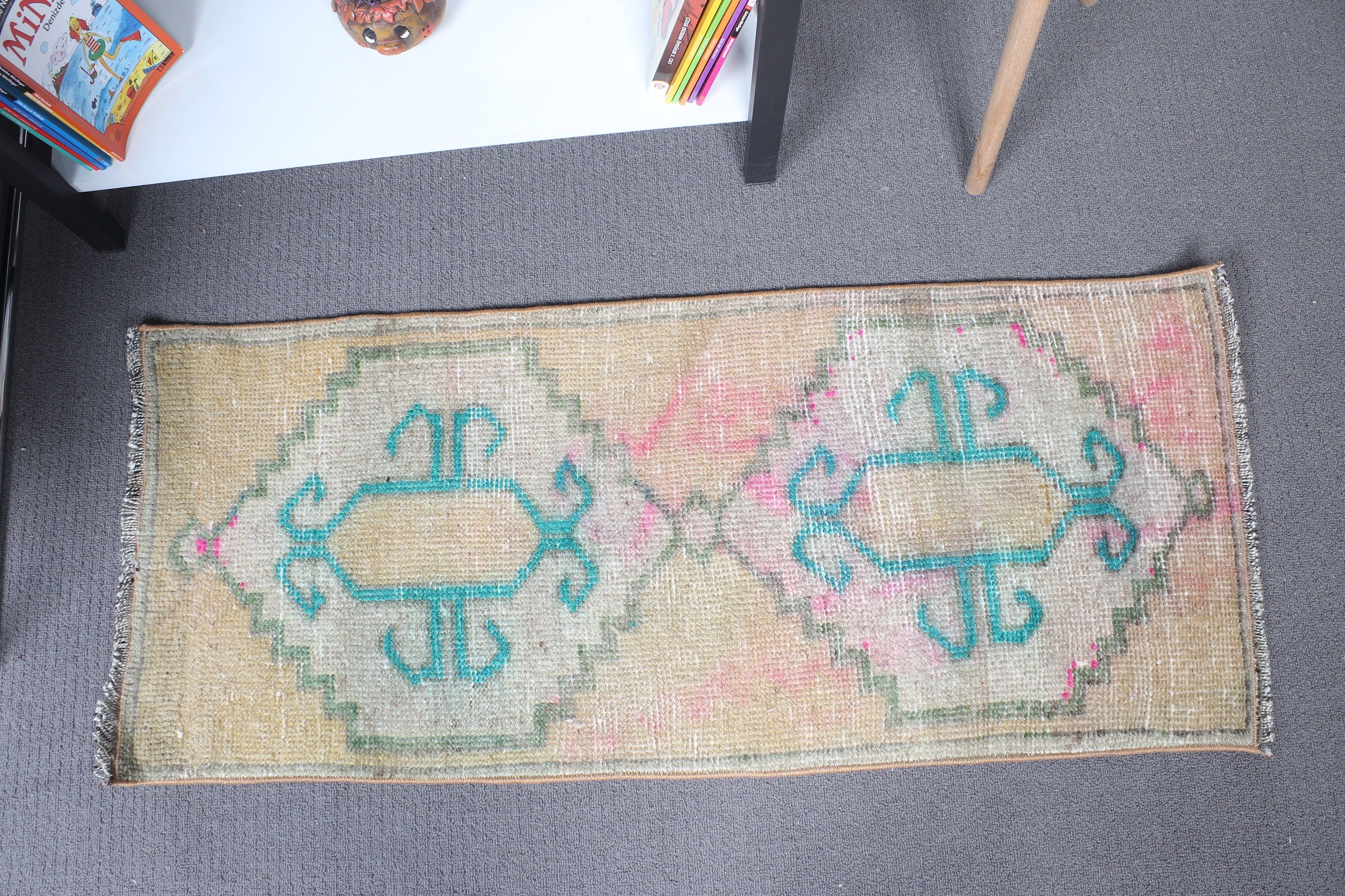 Vintage Rugs, Moroccan Rugs, Boho Rug, Brown Neutral Rugs, Nursery Rug, Kitchen Rug, 1.5x3.5 ft Small Rugs, Small Area Rugs, Turkish Rugs