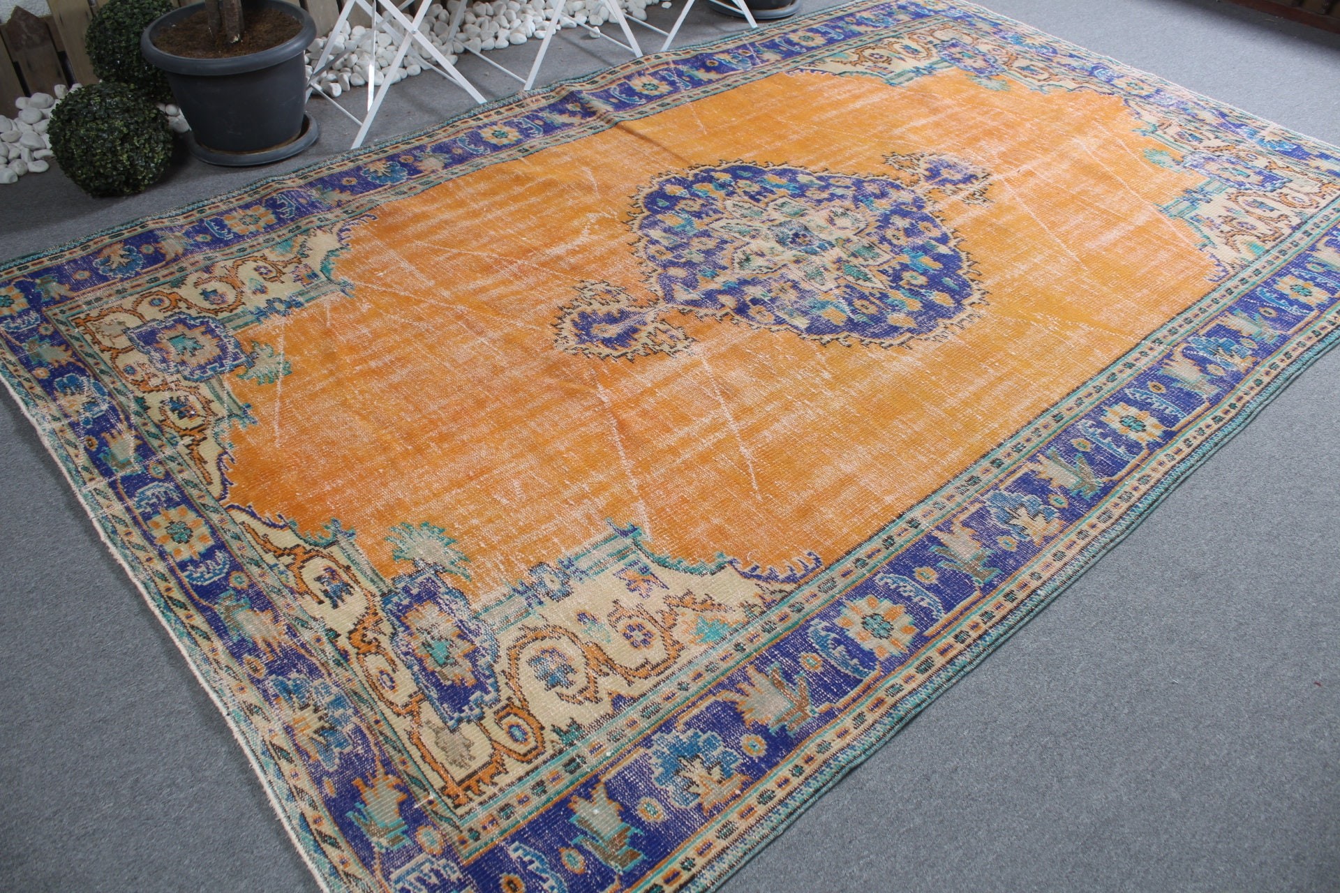 Cool Rug, Pale Rug, Living Room Rug, 6.6x10.5 ft Large Rugs, Salon Rugs, Antique Rug, Orange Home Decor Rugs, Turkish Rugs, Vintage Rugs