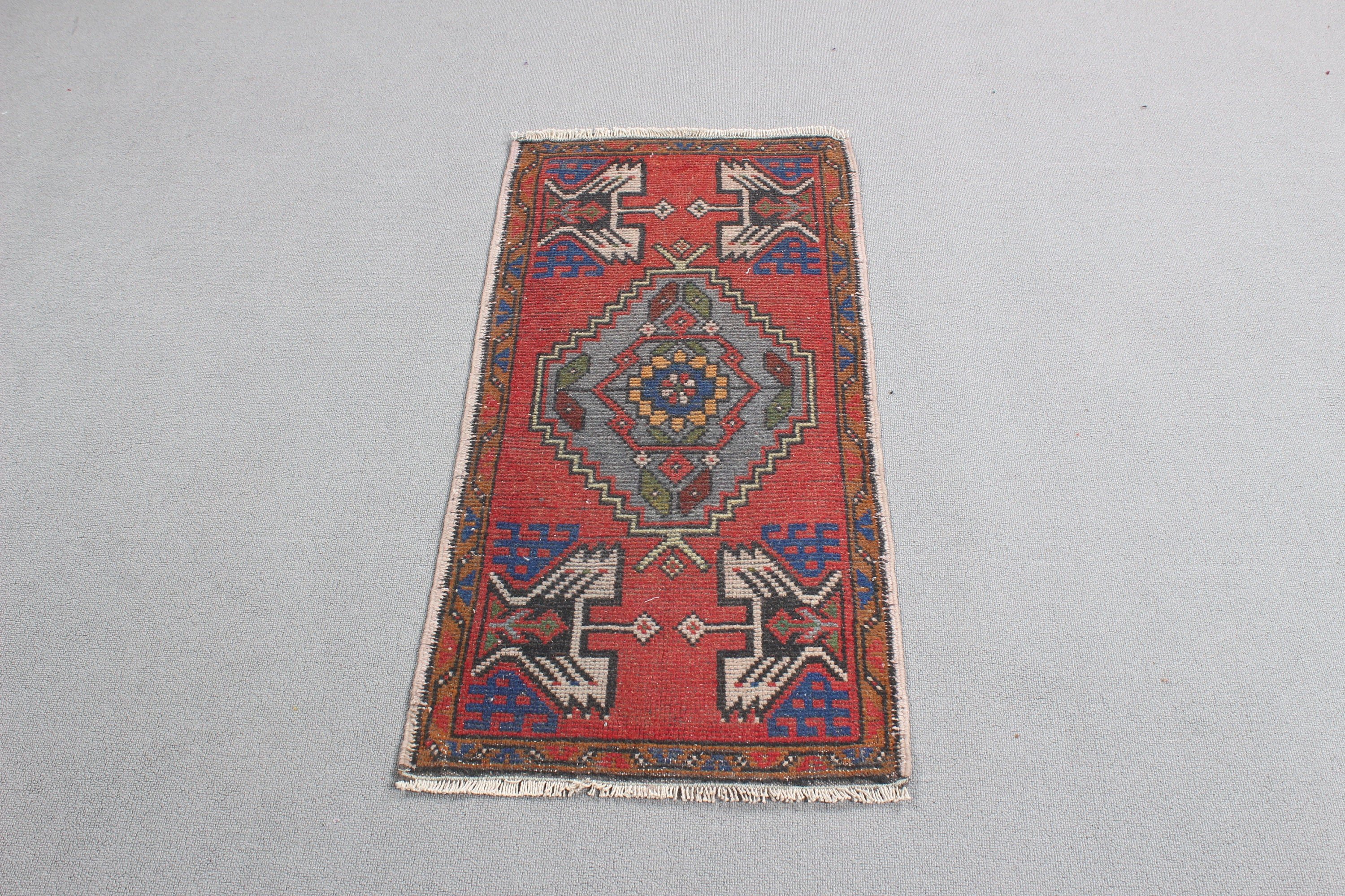 Kırmızı Mutfak Halısı, Duvara Asılı Halı, 1.6x3.3 ft Küçük Halılar, Banyo Halısı, Yatak Odası Halısı, Vintage Halı, Ev Dekor Halısı, Türk Halısı, El Yapımı Halı