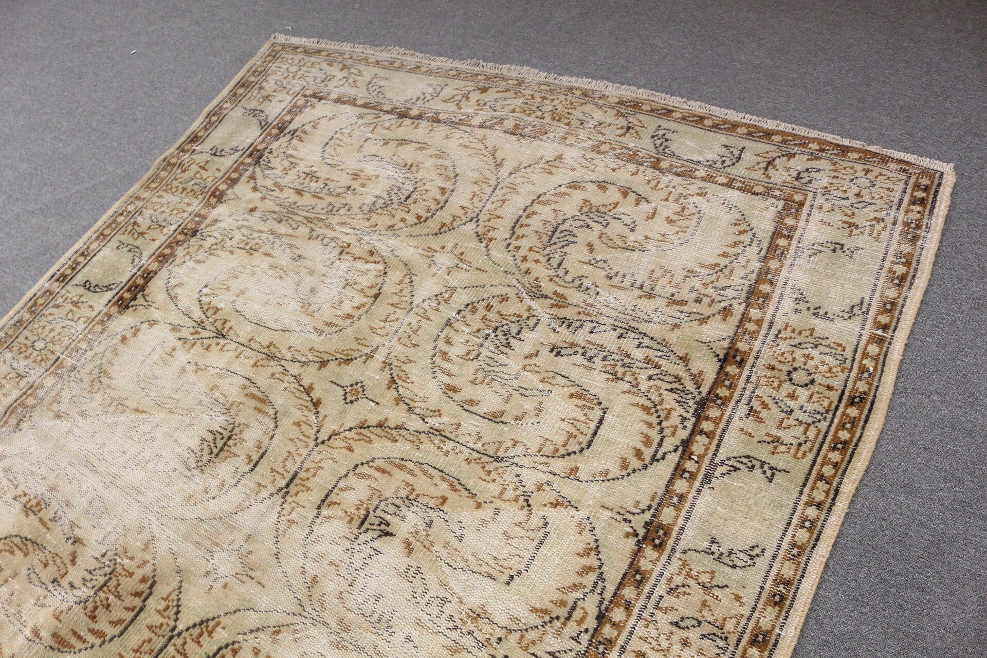 Kitchen Rug, Beige Antique Rugs, Salon Rug, Floor Rug, 6x8.9 ft Large Rugs, Vintage Rug, Rugs for Living Room, Bedroom Rugs, Turkish Rug