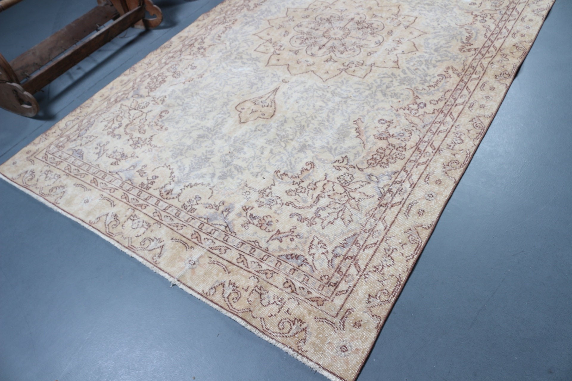 Oushak Halı, Anadolu Halıları, 6.2x10.5 ft Büyük Halılar, Türk Halısı, Vintage Halılar, Kahverengi Ev Dekor Halısı, Sanat Halısı, Yatak Odası Halıları, Yemek Odası Halısı