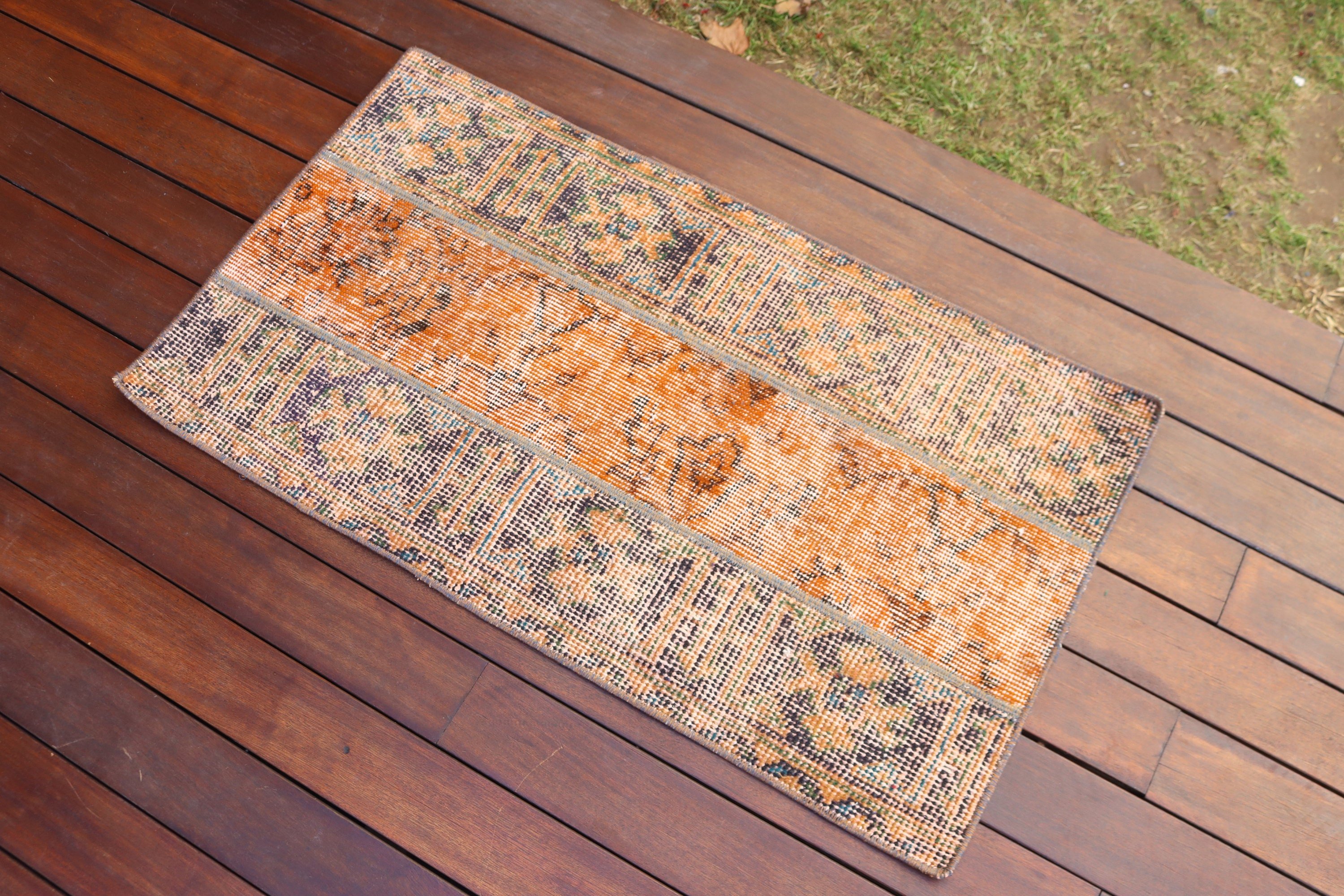 Floor Rugs, Handwoven Rug, 1.7x3.1 ft Small Rug, Vintage Rug, Turkish Rugs, Kitchen Rugs, Orange Cool Rugs, Bathroom Rugs, Rugs for Nursery