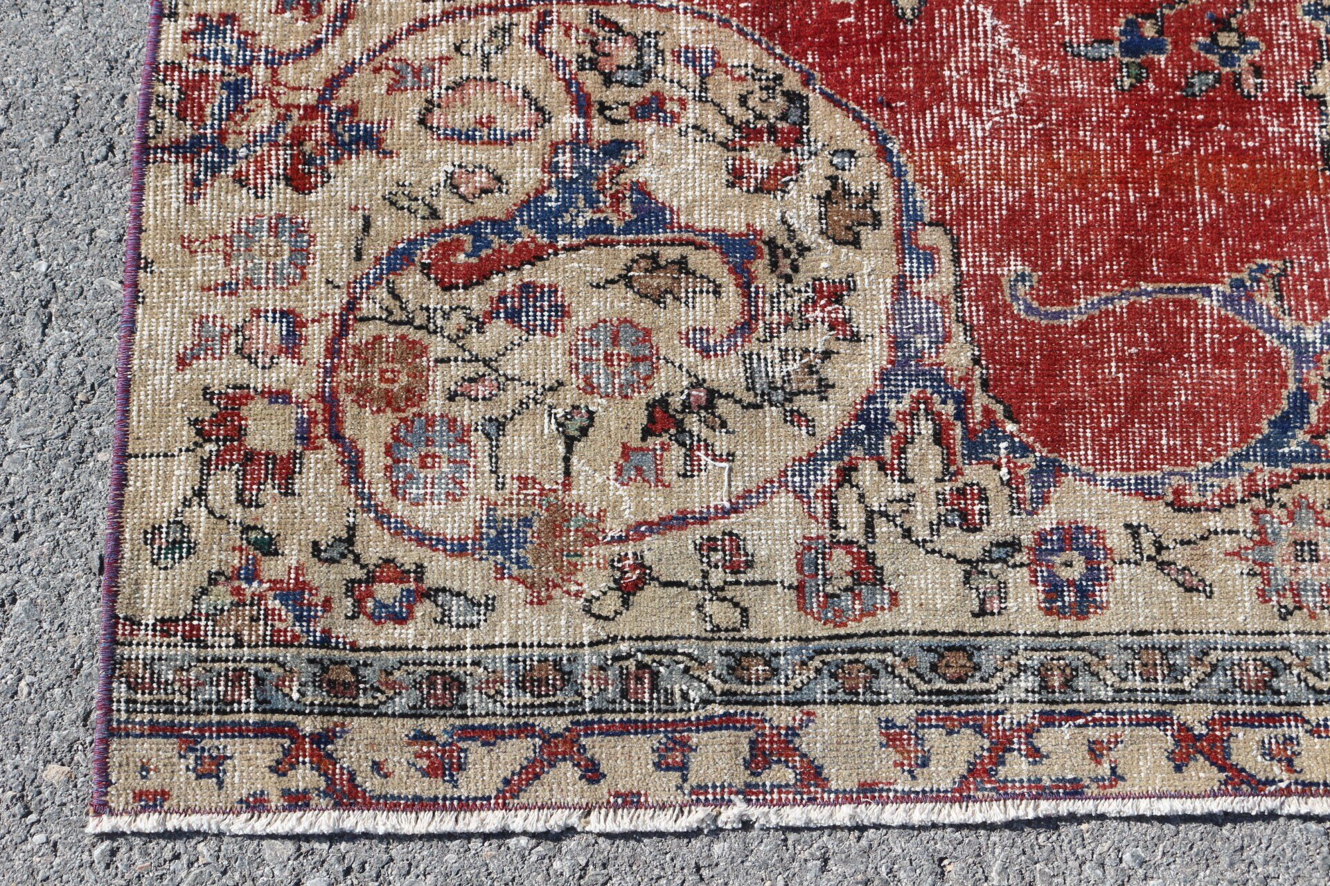 Kırmızı Oryantal Halı, 5x10,3 ft Büyük Halı, Yemek Odası Halısı, Türk Halıları, Vintage Halı, Tasarımcı Halıları, Oushak Halısı, Yatak Odası Halısı