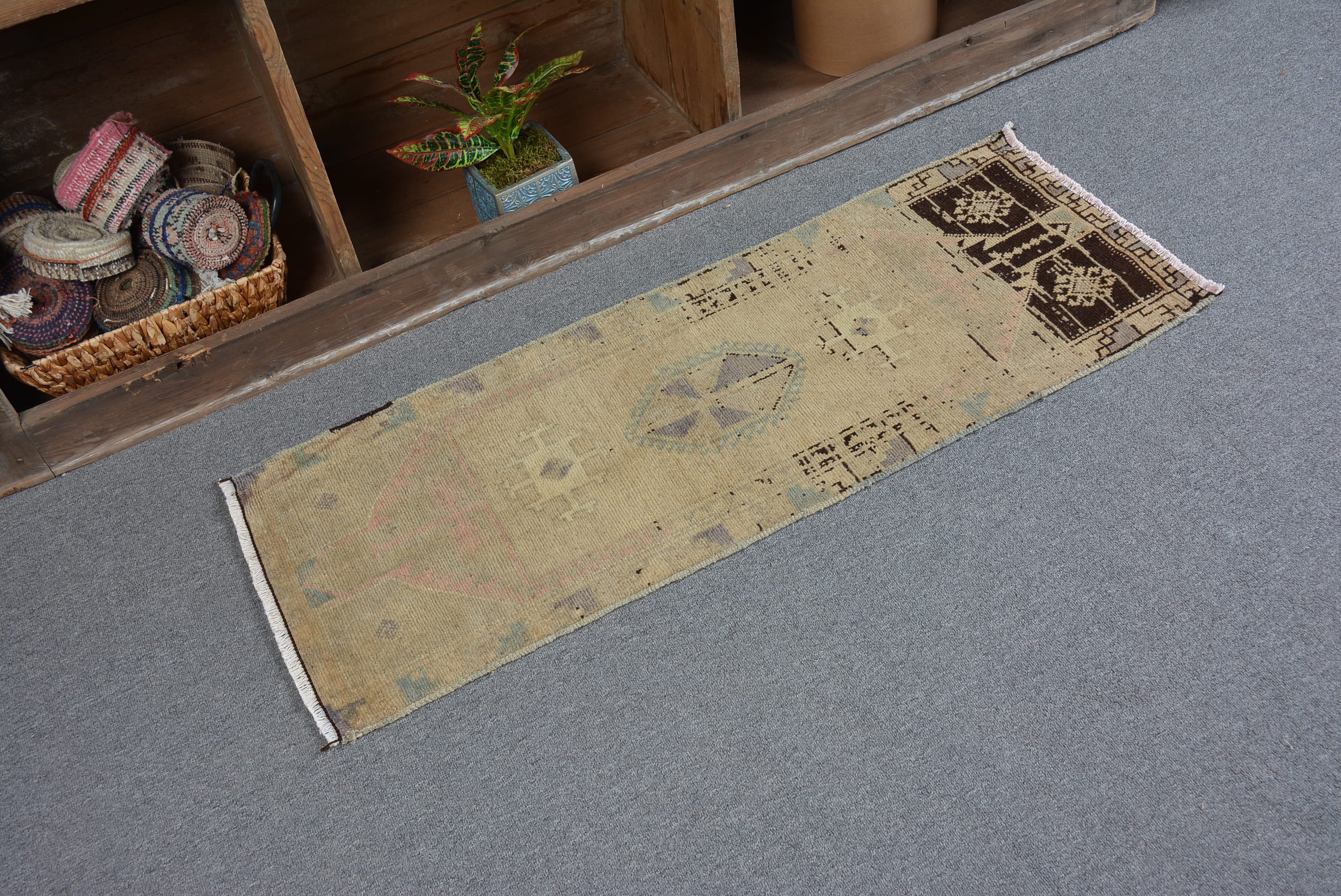 Kitchen Rugs, Cool Rug, Rugs for Door Mat, Vintage Rug, Turkish Rugs, 1.4x3.8 ft Small Rug, Wall Hanging Rugs, Colorful Rug, Bright Rugs