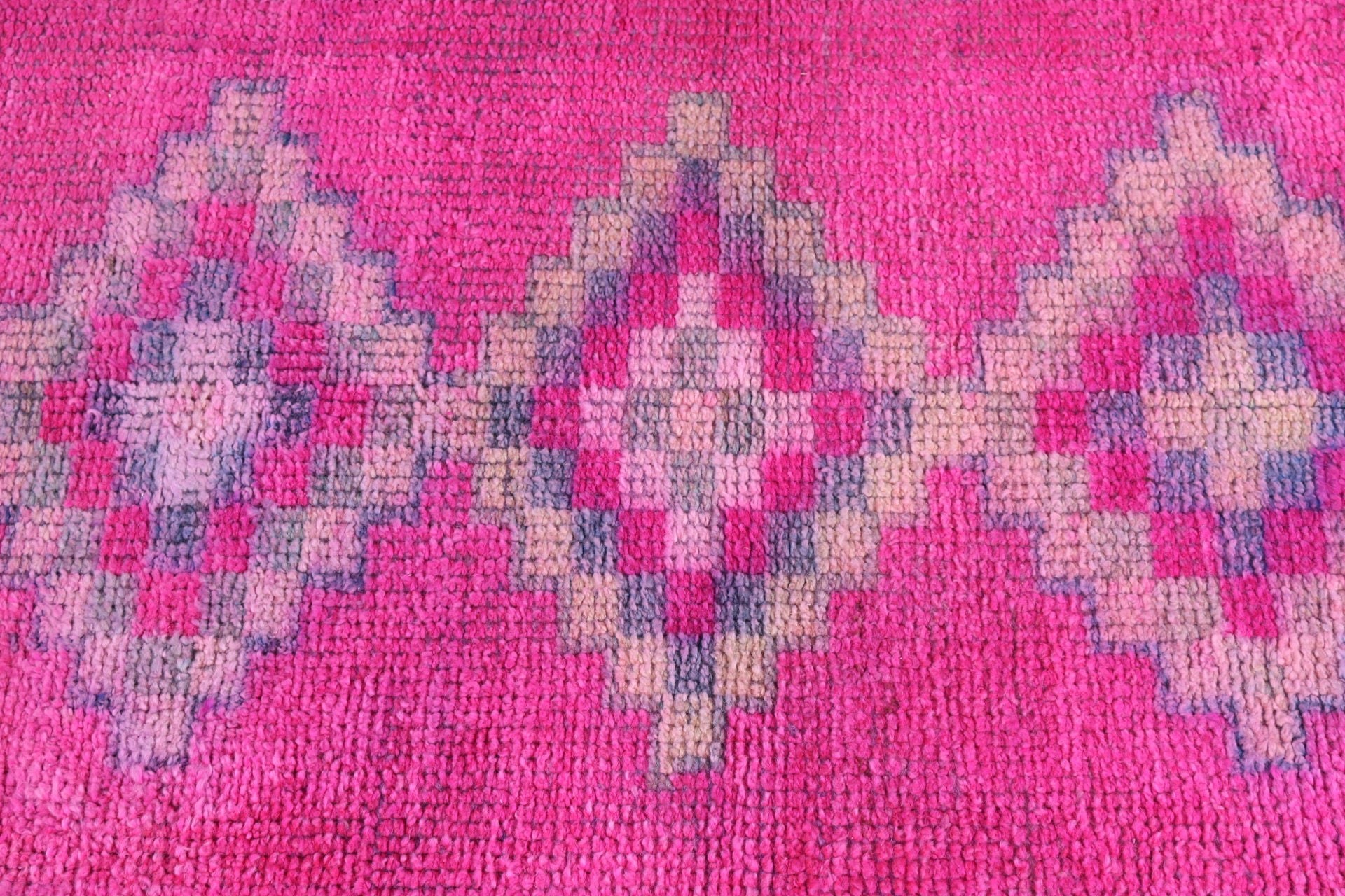 Vintage Halı, 2.5x11.5 ft Runner Halı, Türk Halıları, Düz Dokuma Halılar, Pembe Ev Dekor Halıları, Vintage Runner Halı, Koridor Halıları, Yer Halısı